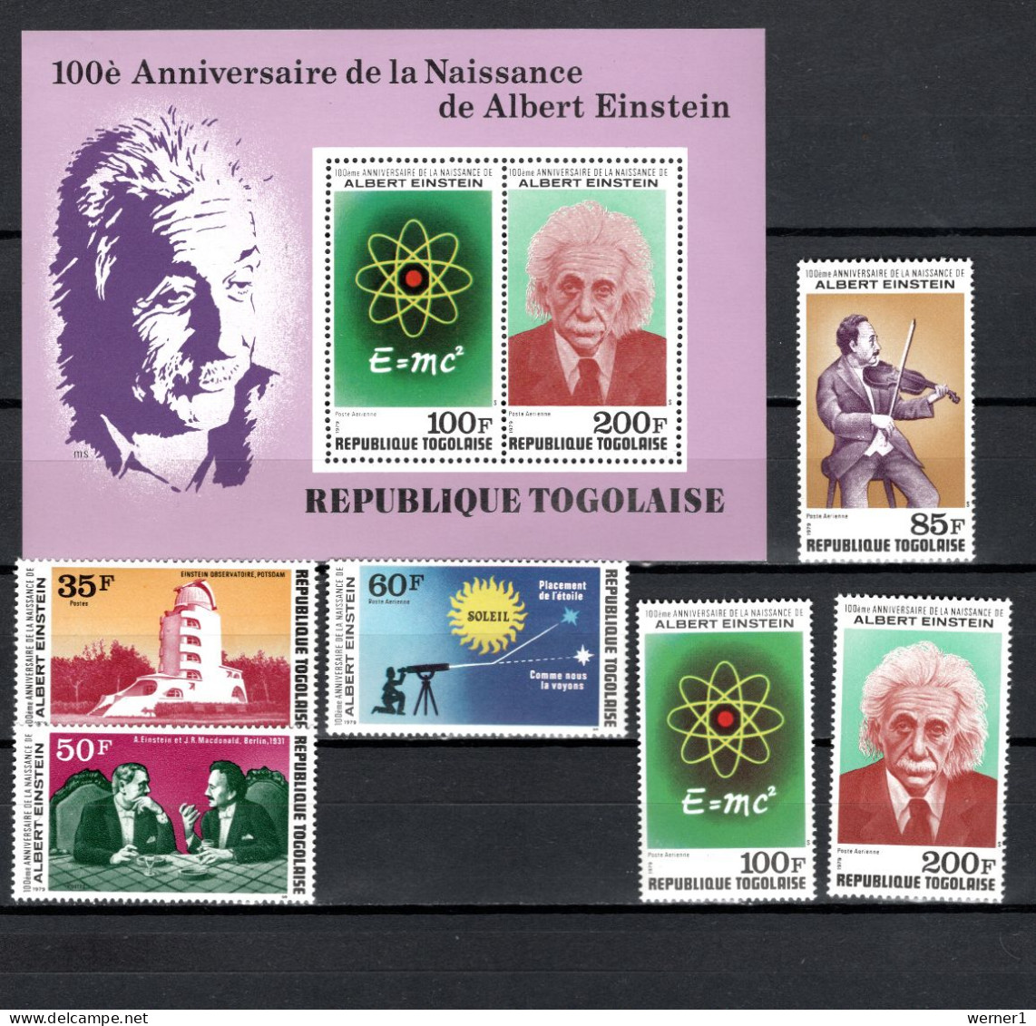 Togo 1979 Space, Albert Einstein Set Of 6 + S/s MNH - Africa