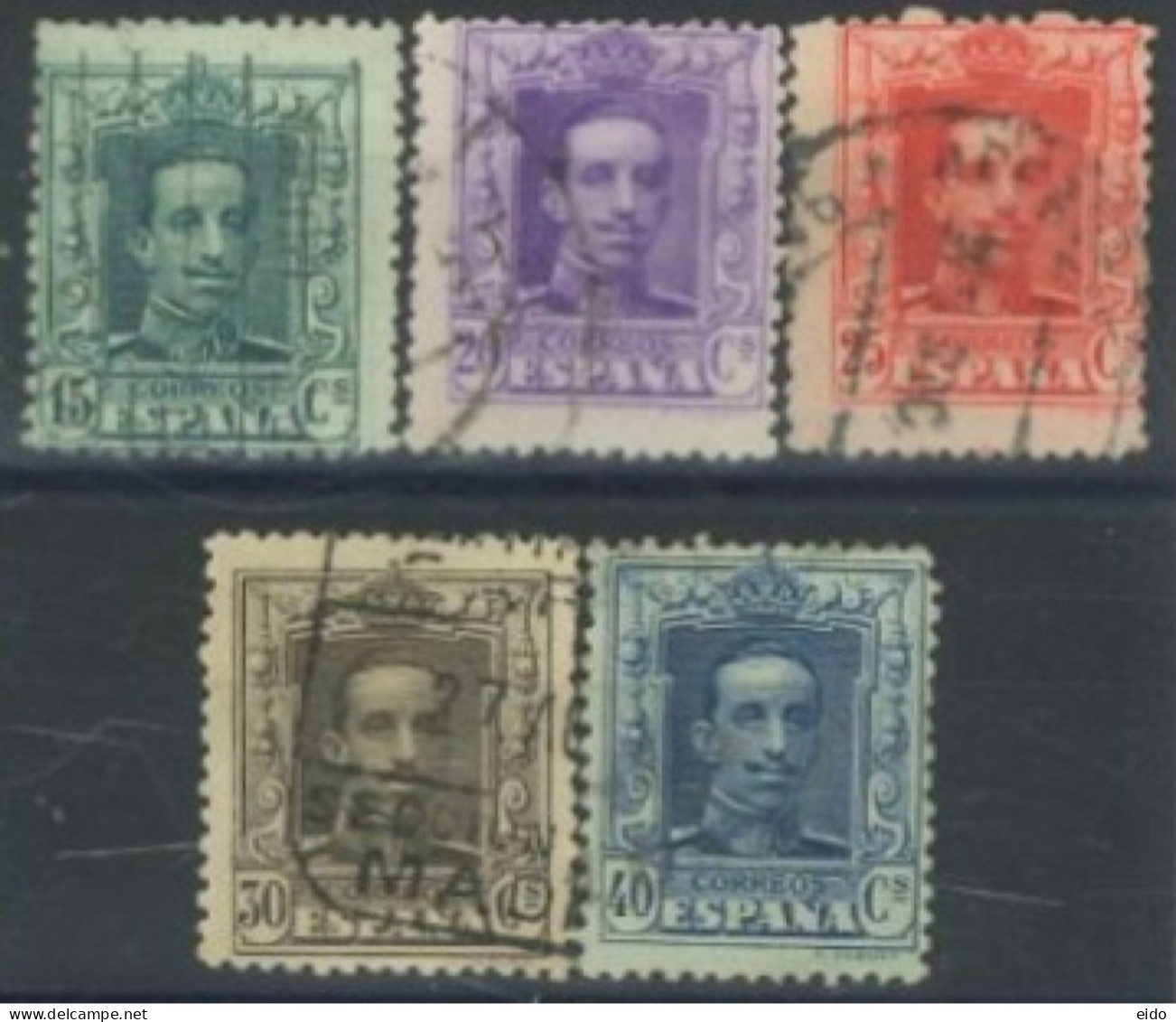 SPAIN, 1922/26, KING ALFONSO XIII STAMPS SET OF 5 # 336/40, USED. - Oblitérés
