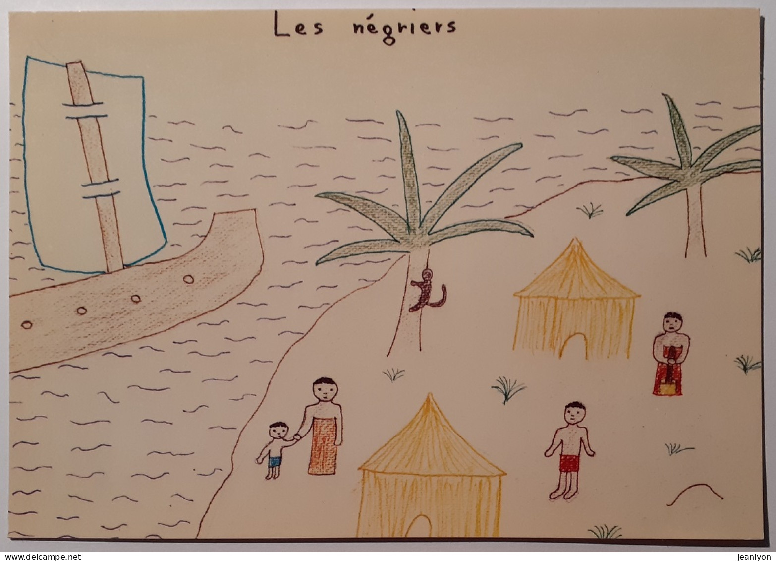 HISTOIRE NANTES (44) - Commerce / Traite Esclaves Noirs Afrique - Bateau / Négriers - Carte Reproduisant Dessin Enfant - Presidio & Presidiarios