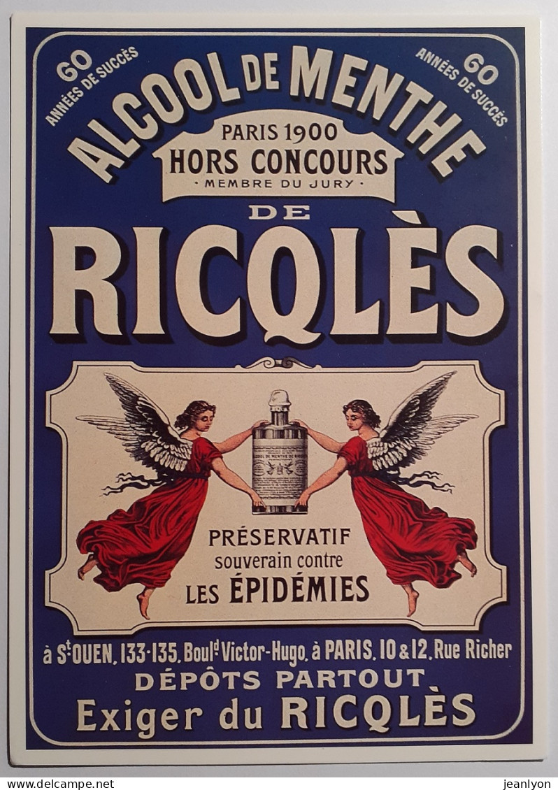 ALCOOL DE MENTHE - RICQLES - Saint Ouen / Paris - Anges - Carte Postale Publicité - Publicidad