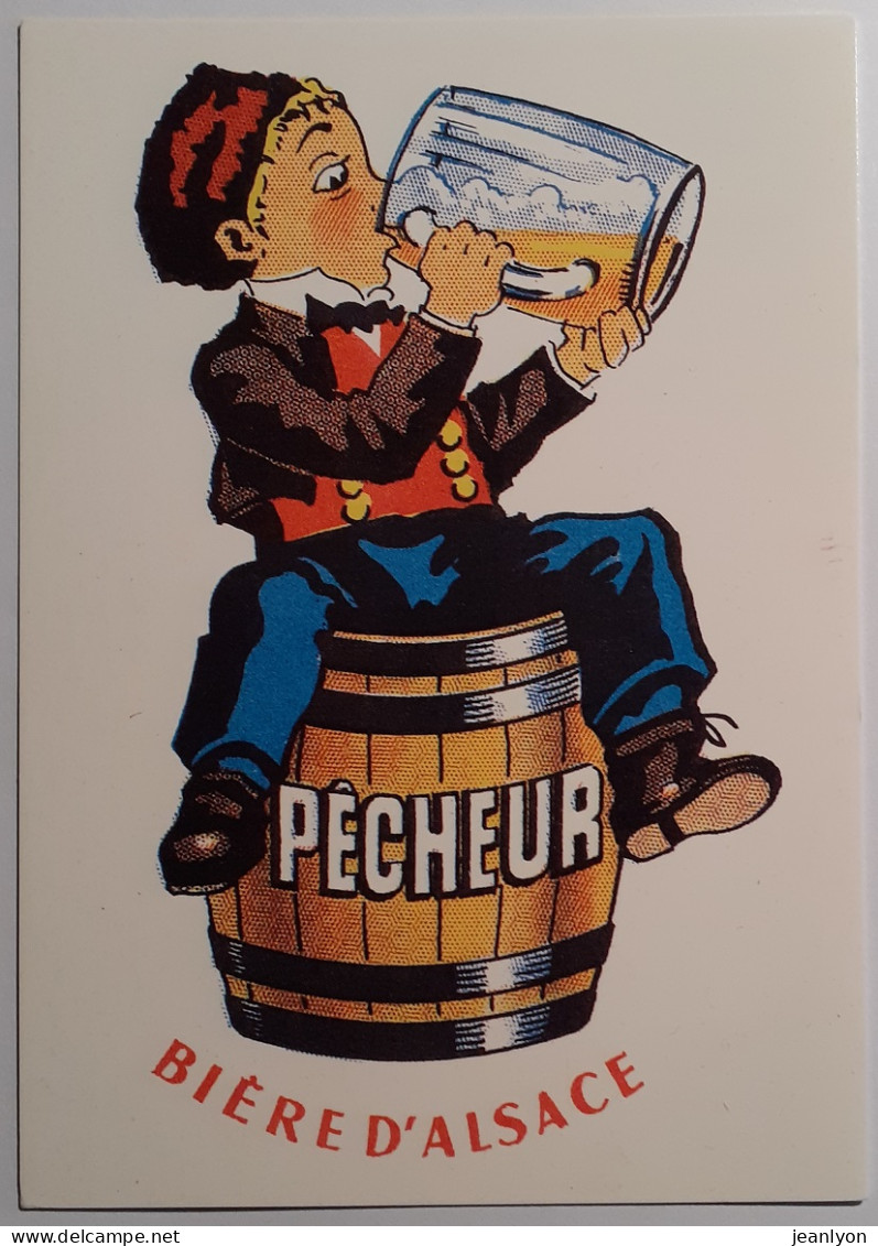 BIERE ALSACE - PECHEUR - Tonneau / Chope De Biere - Carte Postale Publicité - Publicidad
