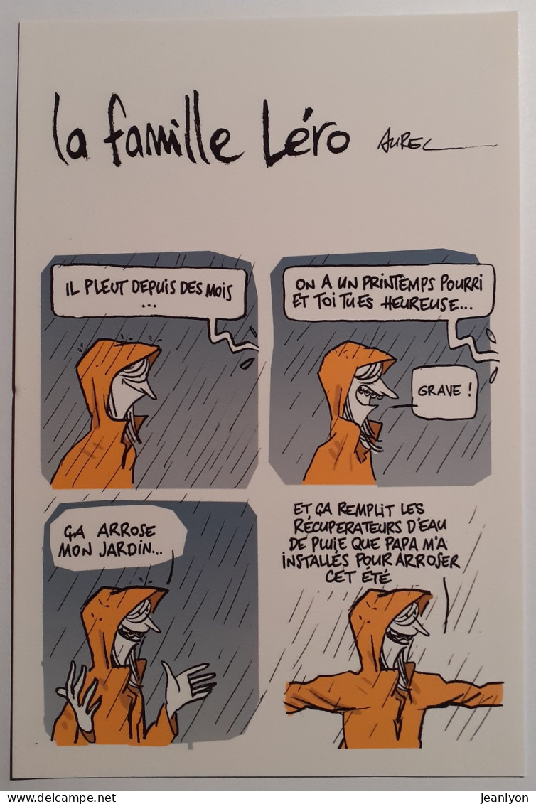 BANDE DESSINEE - Famille LERO / Illustrateur AUREL - Thème Pluie / Eau - Carte Publicitaire - Comics