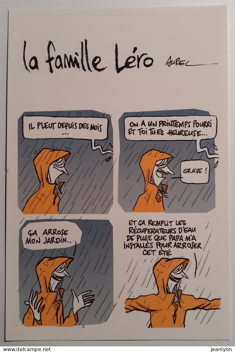 BANDE DESSINEE - Famille LERO / Illustrateur AUREL - Thème Pluie / Eau - Carte Publicitaire - Stripverhalen