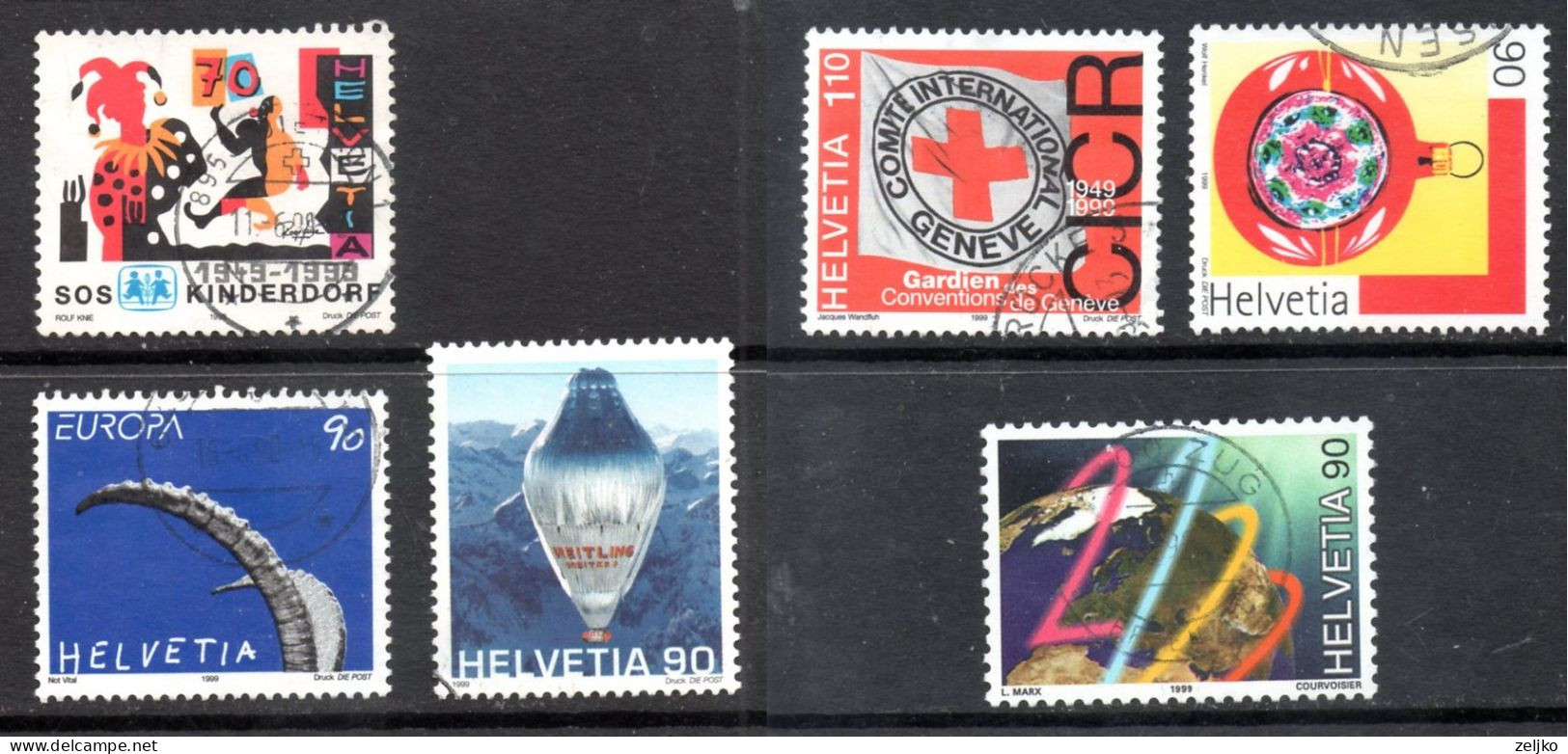 Switzerland, Used, 1999, Michel 1686, 1680, 1685, 1689, 1705, 1706 - Gebruikt