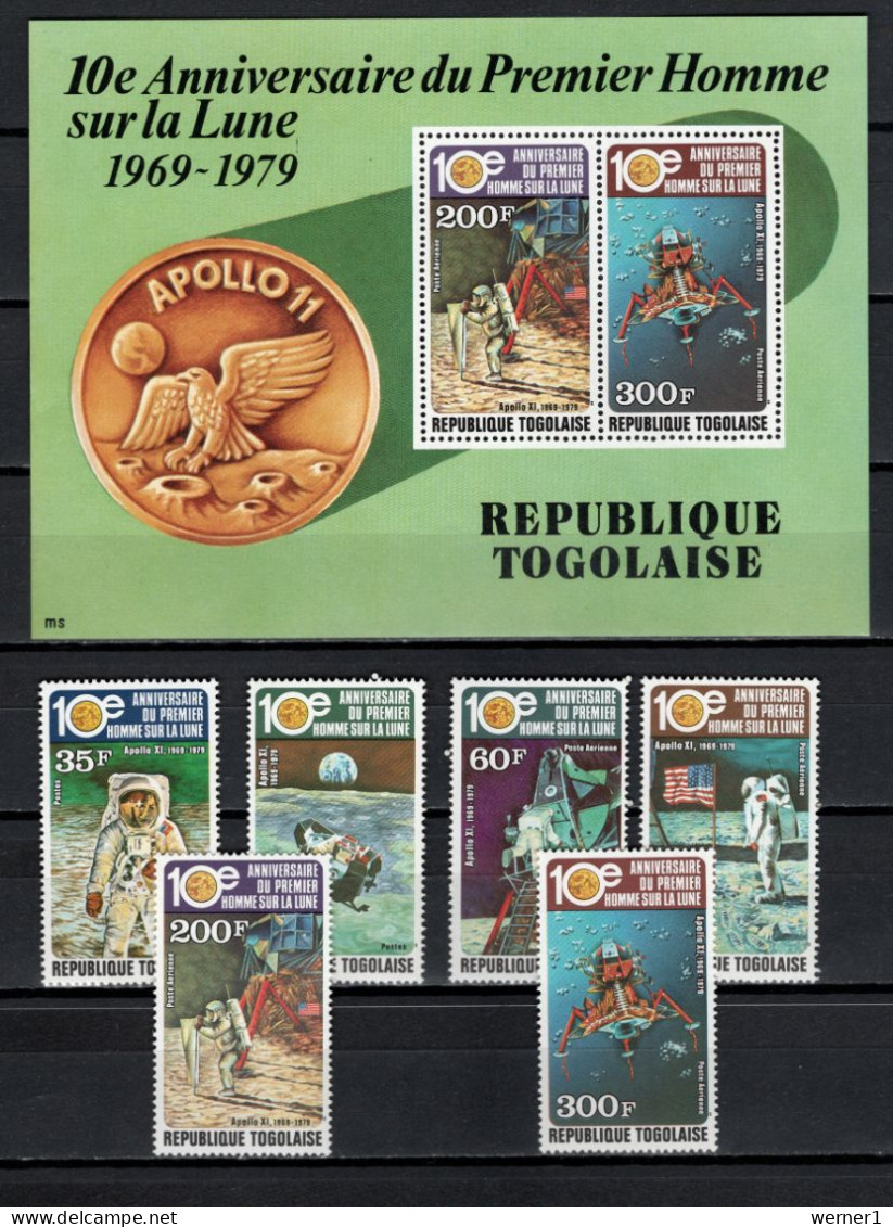 Togo 1979 Space, 10th Anniversary Of Apollo 11 Moonlanding Set Of 6 + S/s MNH - Africa