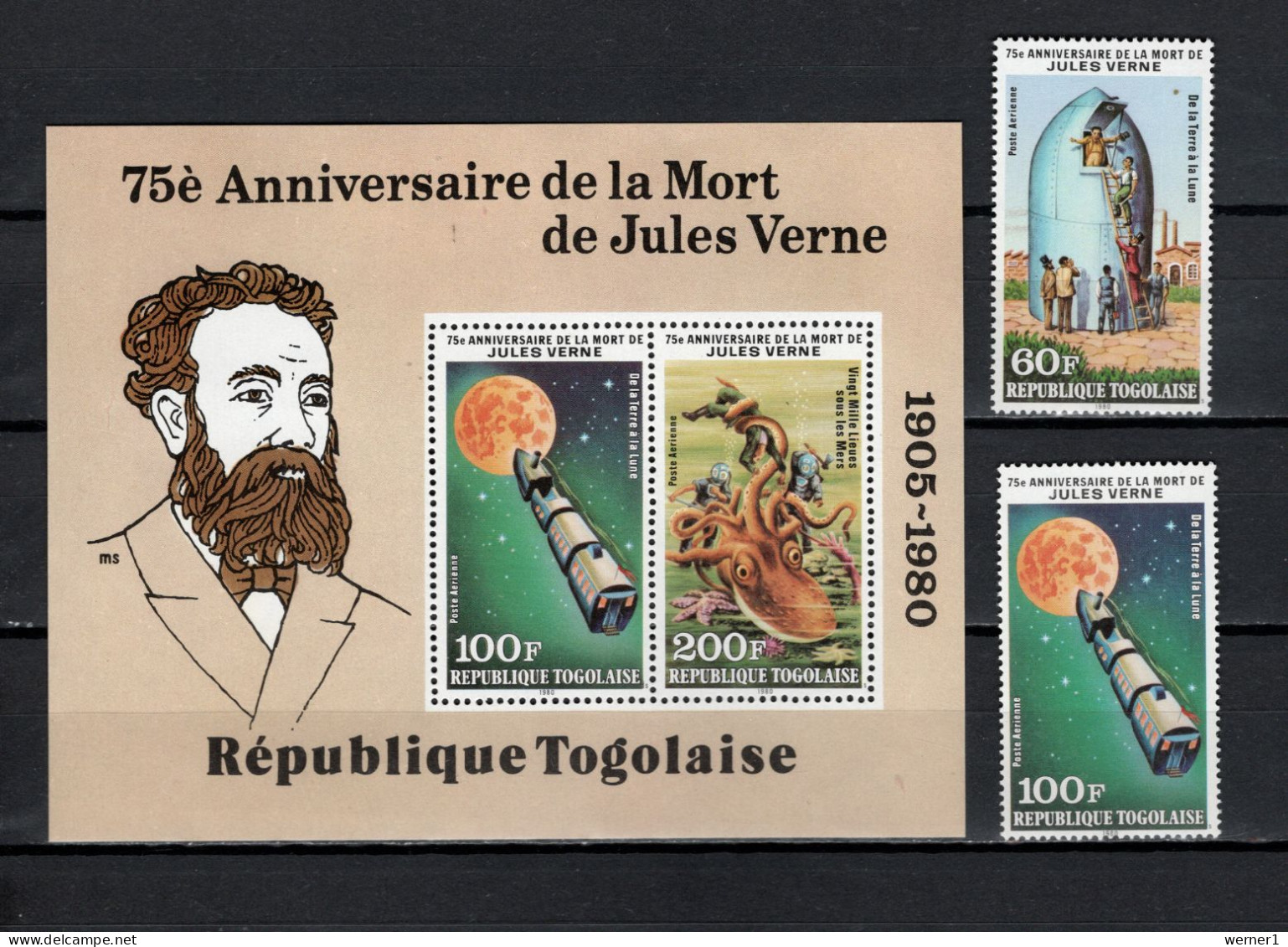 Togo 1980 Space, Jules Verne 2 Stamps + S/s MNH - Afrique