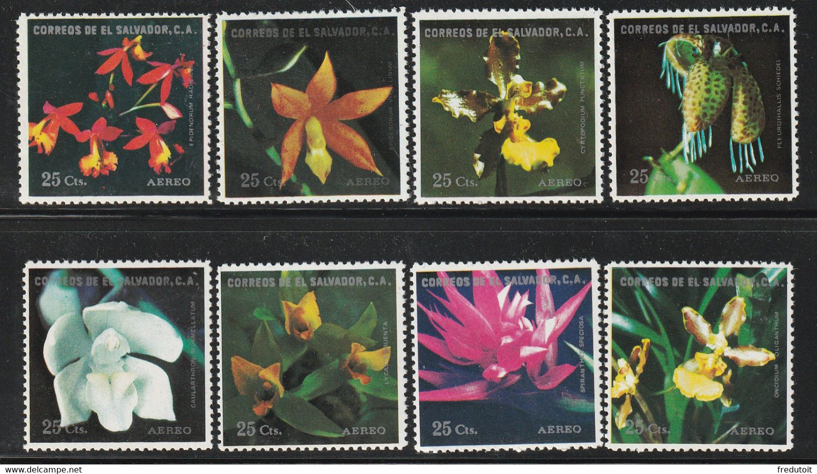 SALVADOR - PA N°351/8 ** (1976) Orchidées - El Salvador