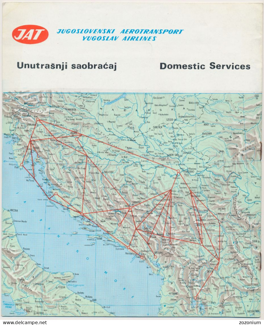 JAT - YUGOSLAV AIRLINES ROUTE MAPS - Yugoslav Airways - Other & Unclassified