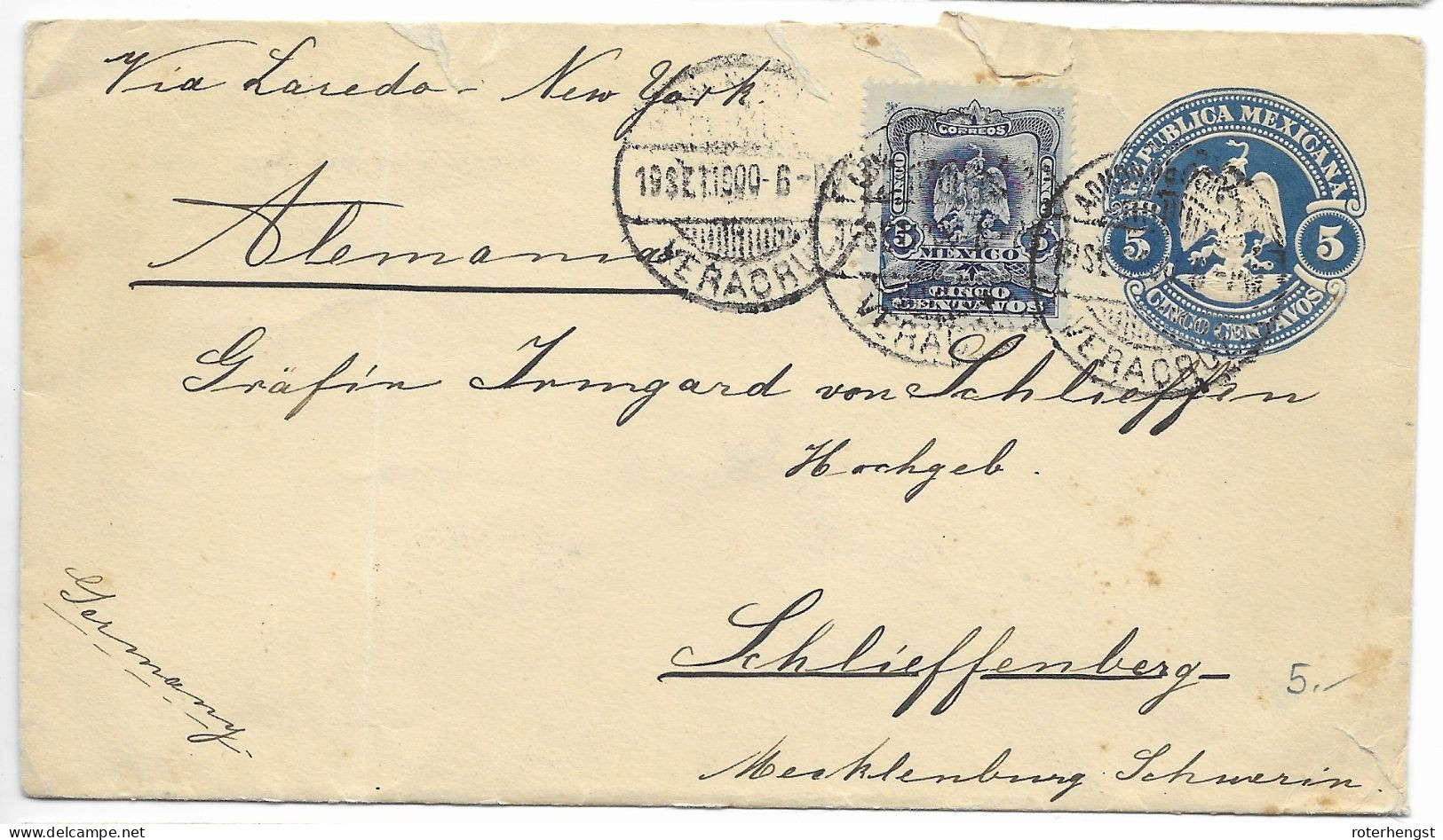 Mexico Stationary 1900 Veracruz To Germany - Mexique