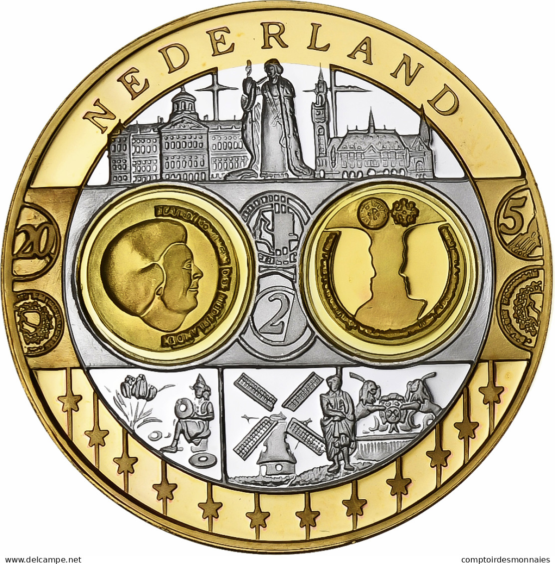 Pays-Bas, Médaille, L'Europe, Reine Béatrix, Cuivre Plaqué Argent, FDC - Autres & Non Classés