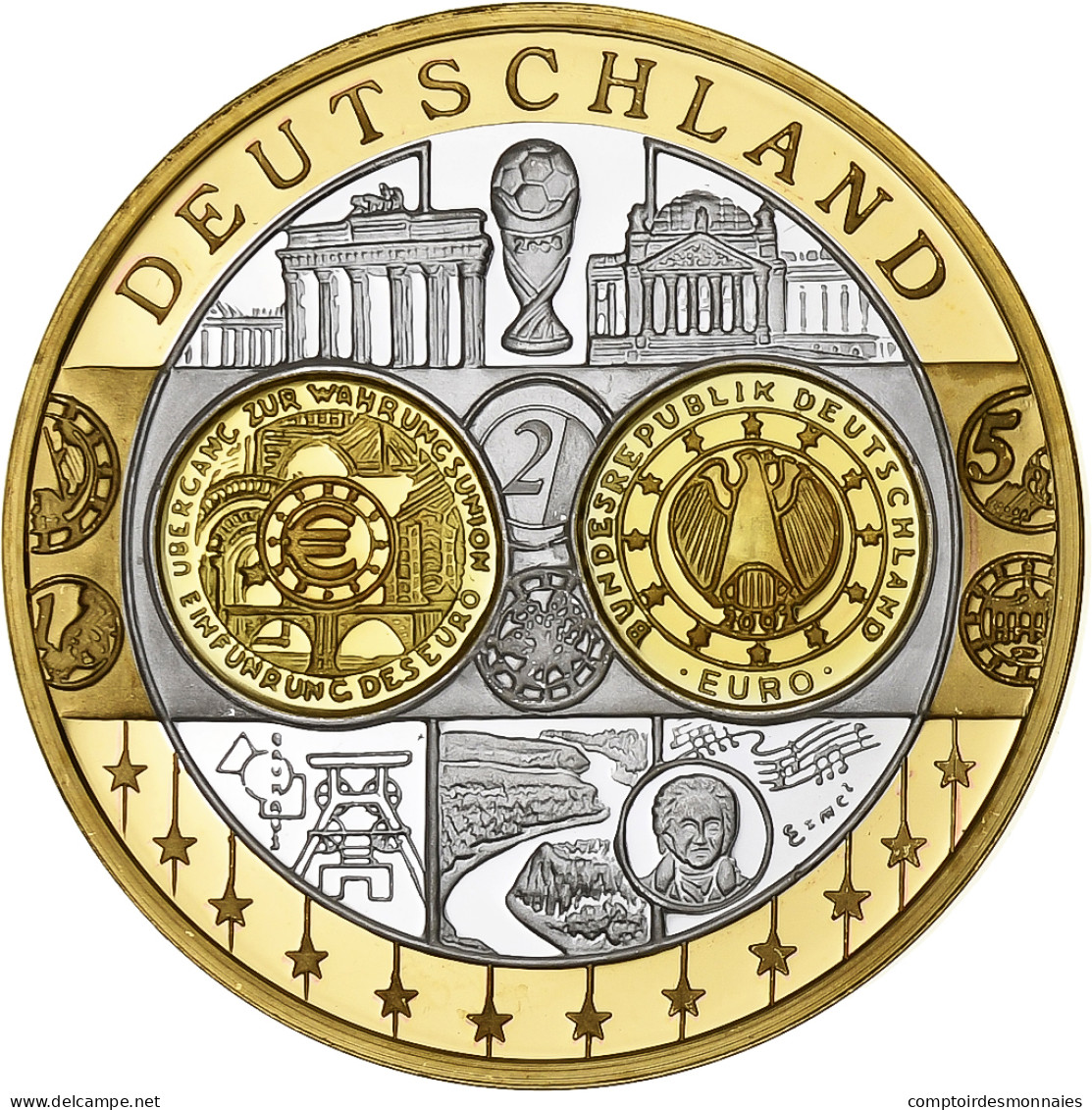 Allemagne, Médaille, L'Europe, 2002, Cuivre Plaqué Argent, FDC - Otros & Sin Clasificación