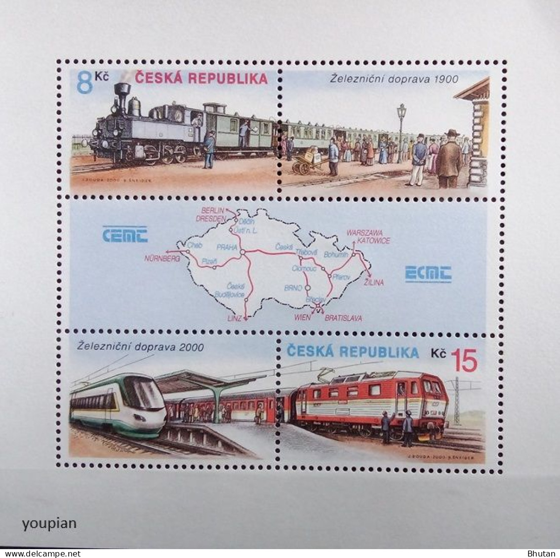 Czechia 2000, Railway Conference - Trains, MNH S/S - Ongebruikt