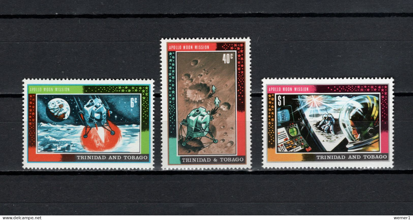 Trinidad & Tobago 1969 Space, Apollo 11 Moonlanding Set Of 3 MNH - America Del Nord