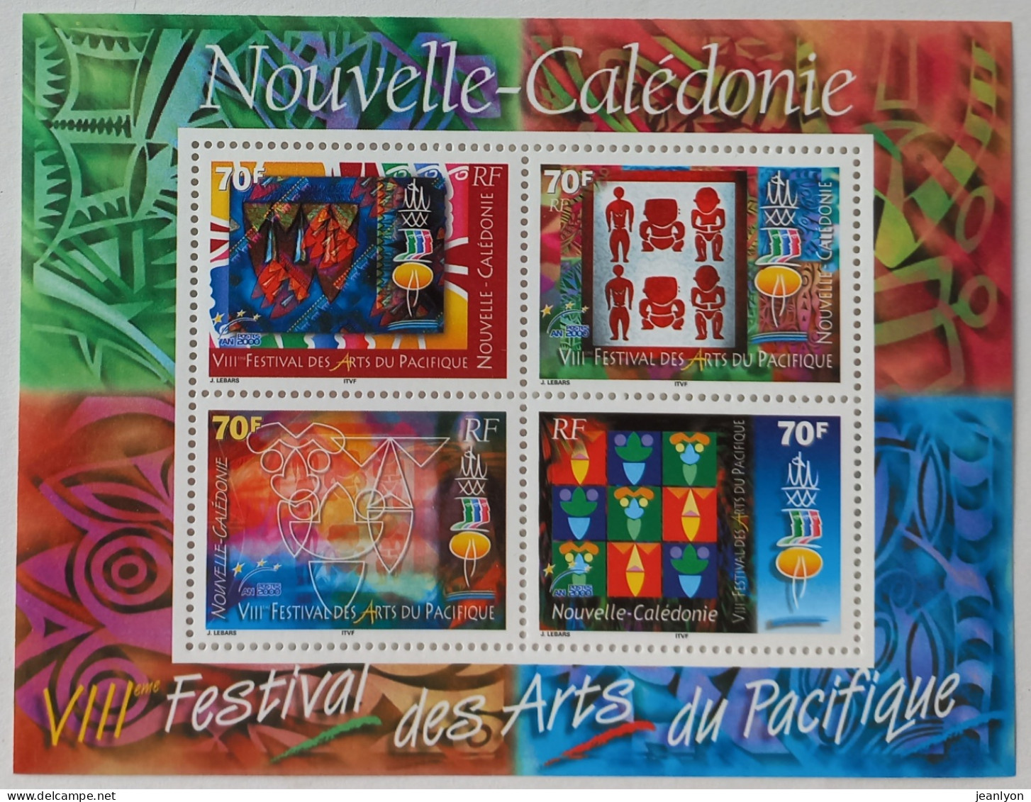 NOUVELLE CALEDONIE - 8e Festival Des Arts Du Pacifique - Bloc 4 Timbres Faciale 280 Francs Pacifique / Neuf / Année 2000 - Blocchi & Foglietti