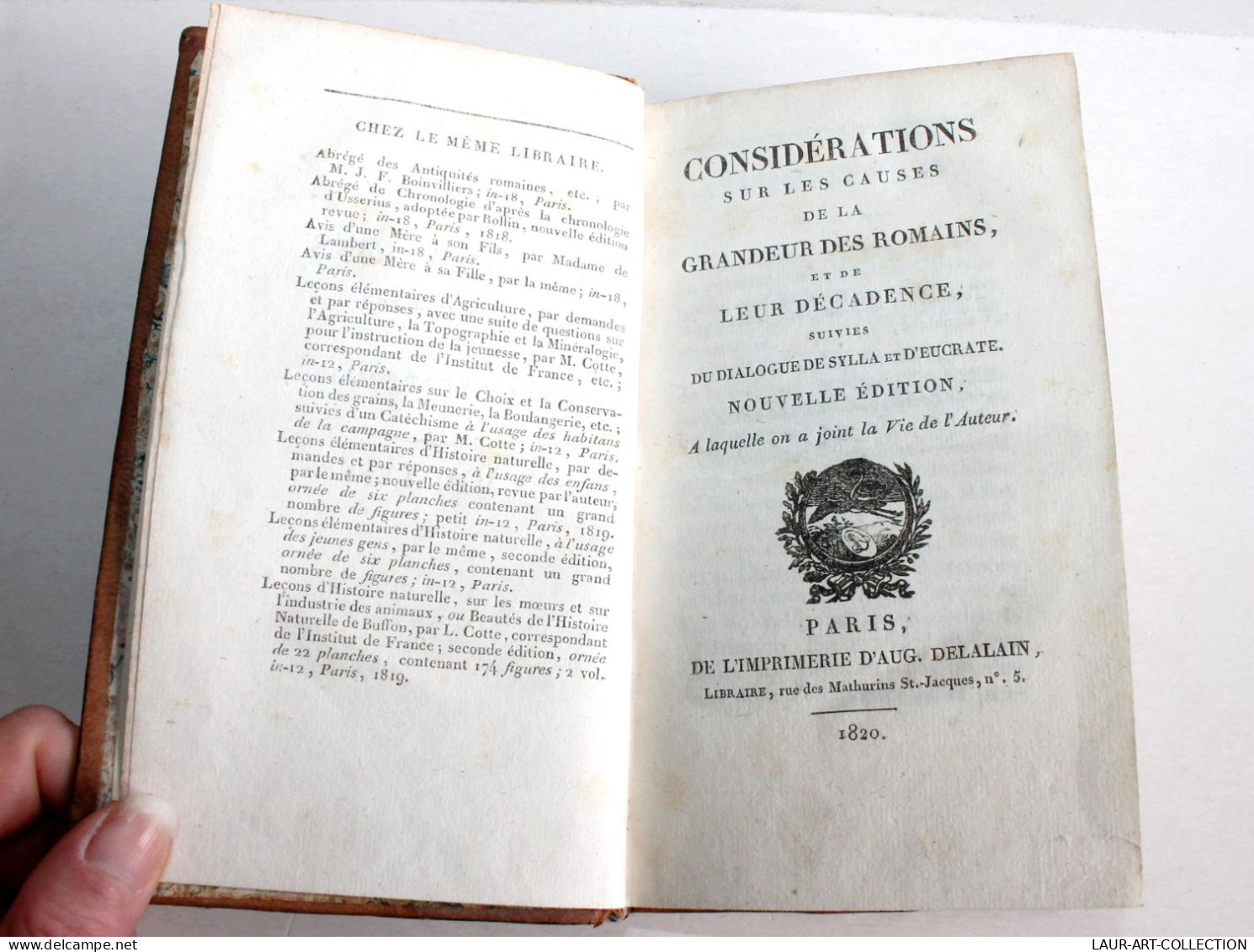 CONSIDERATIONS SUR LES CAUSES DE GRANDEUR DES ROMAINS DECADENCE 1820 MONTESQUIEU / ANCIEN LIVRE XIXe SIECLE (1803.150) - 1801-1900