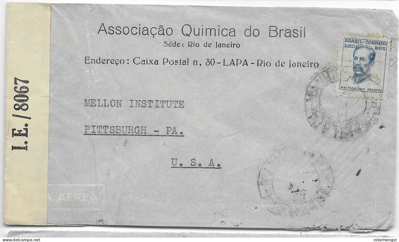 Brazil To USA EXAMINED Letter With 1941 Stamp - Covers & Documents