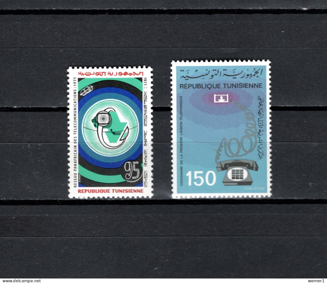 Tunisia 1971/1976 Space, Communication, Telephone Centenary 2 Stamps MNH - Africa