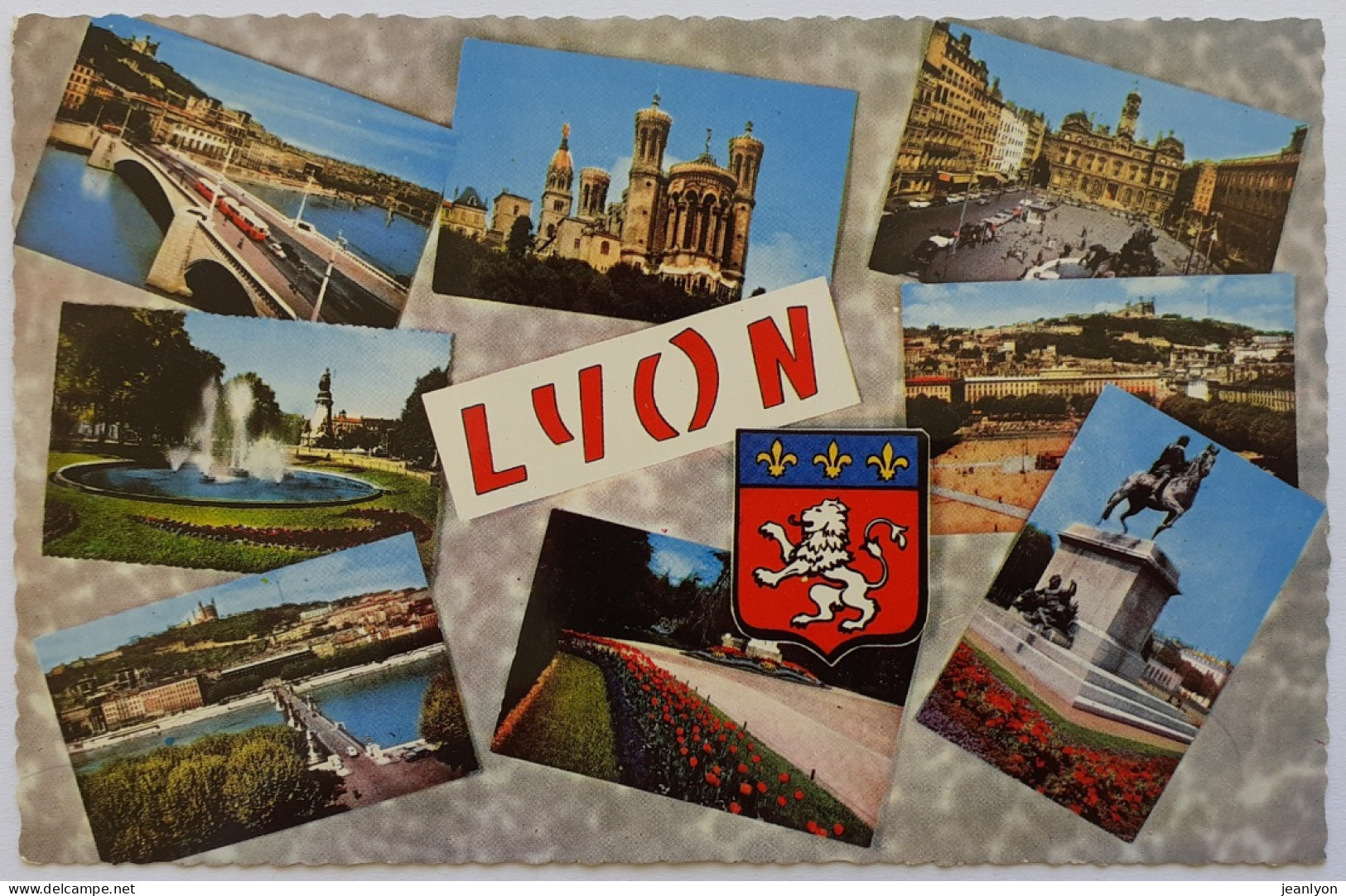 LYON (69 Rhône) - Blason - Vues Des Terreaux / Bellecour / Fourvière / Pont Avec Autobus / Parc Tete D'Or - Lyon 1