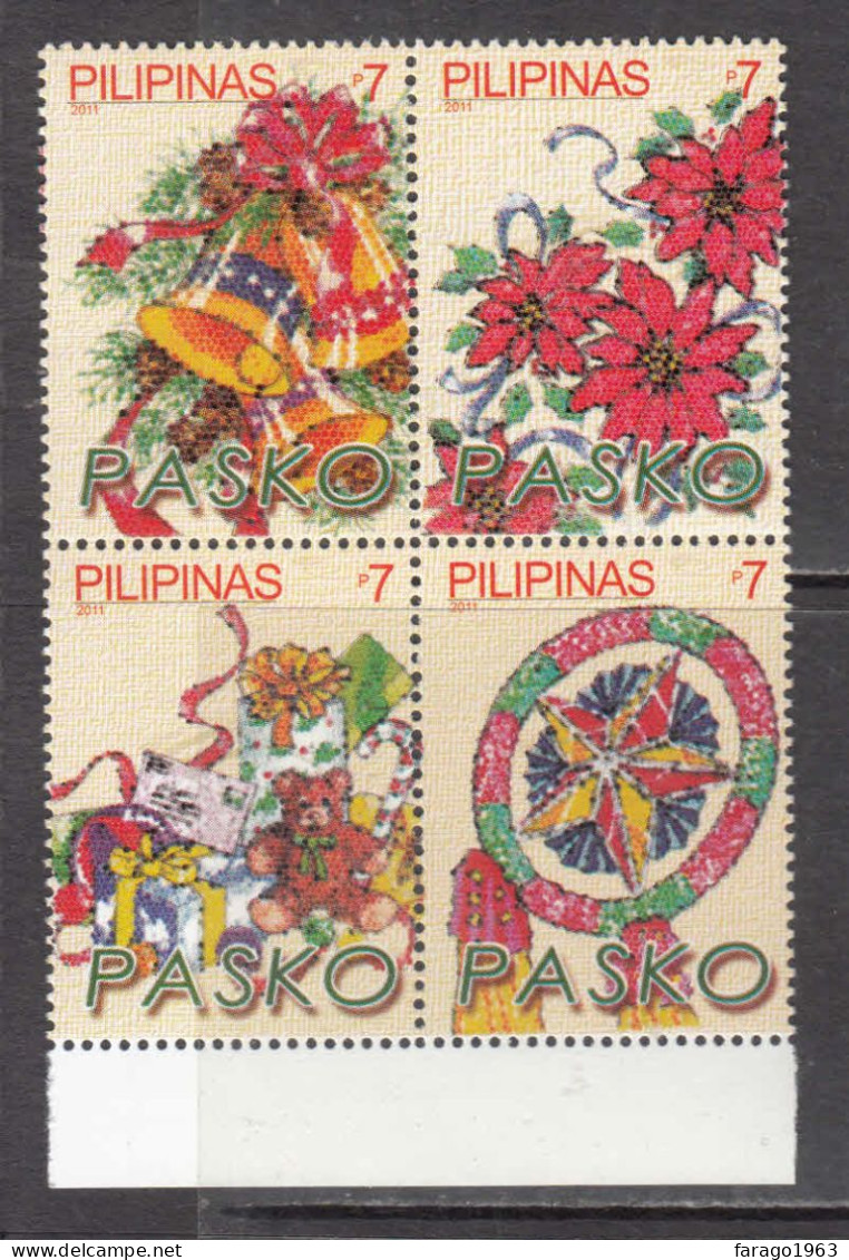 2011 Philippines Christmas Noel Navidad Pasko  Complete Block Of 4 MNH - Philippinen