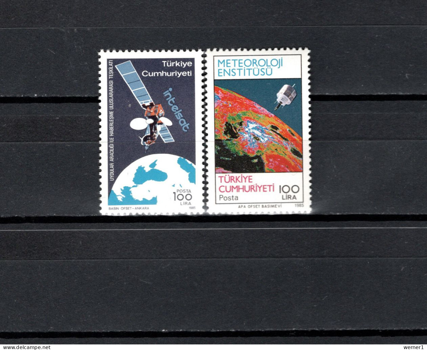 Turkey 1985 Space, INTELSAT, Meteorology 2 Stamps MNH - Europa