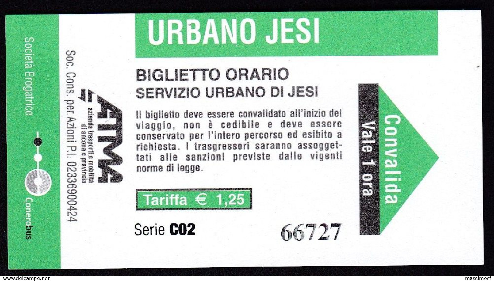 Jesi (Ancona), Italy - Single Journey Transport Ticket - 2022 - Europa