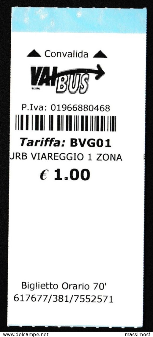 Viareggio (Lucca), Italy - Single Journey Transport Ticket - 2016 - Europe