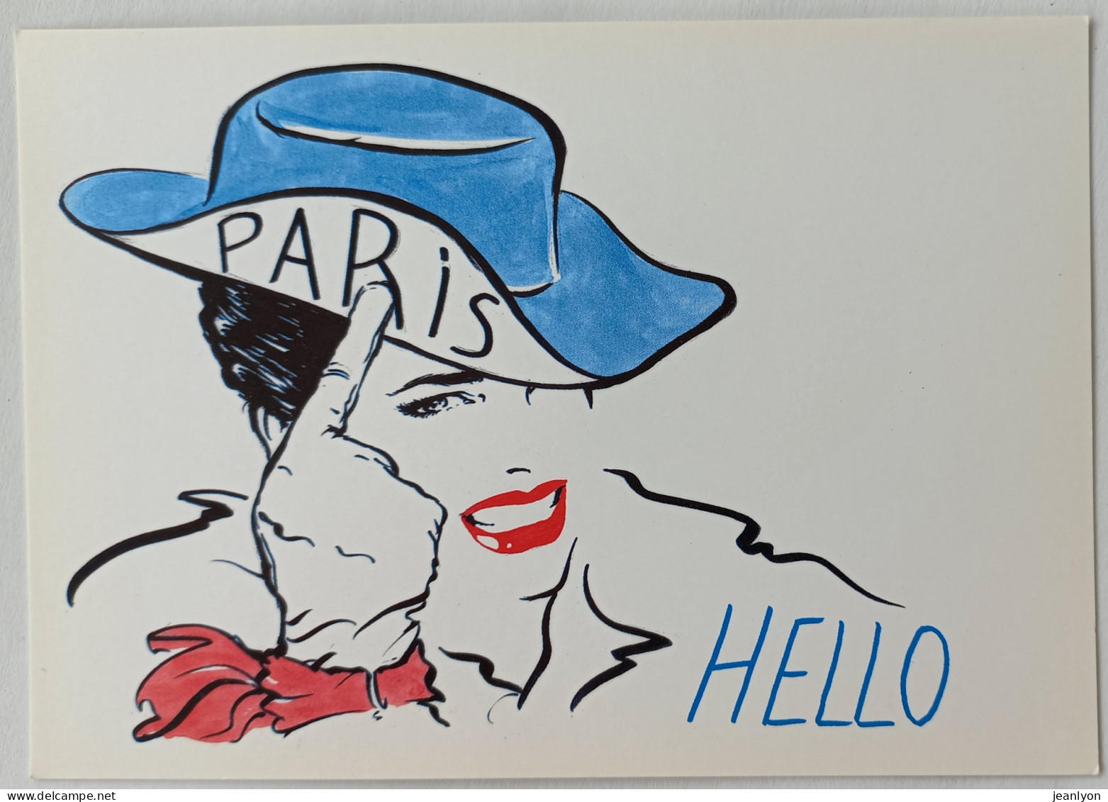 FEMME SEXY / MODE - PARIS HELLO - Chapeau Bleu - Illustrateur Alain FRETET - Carte Postale - Moda