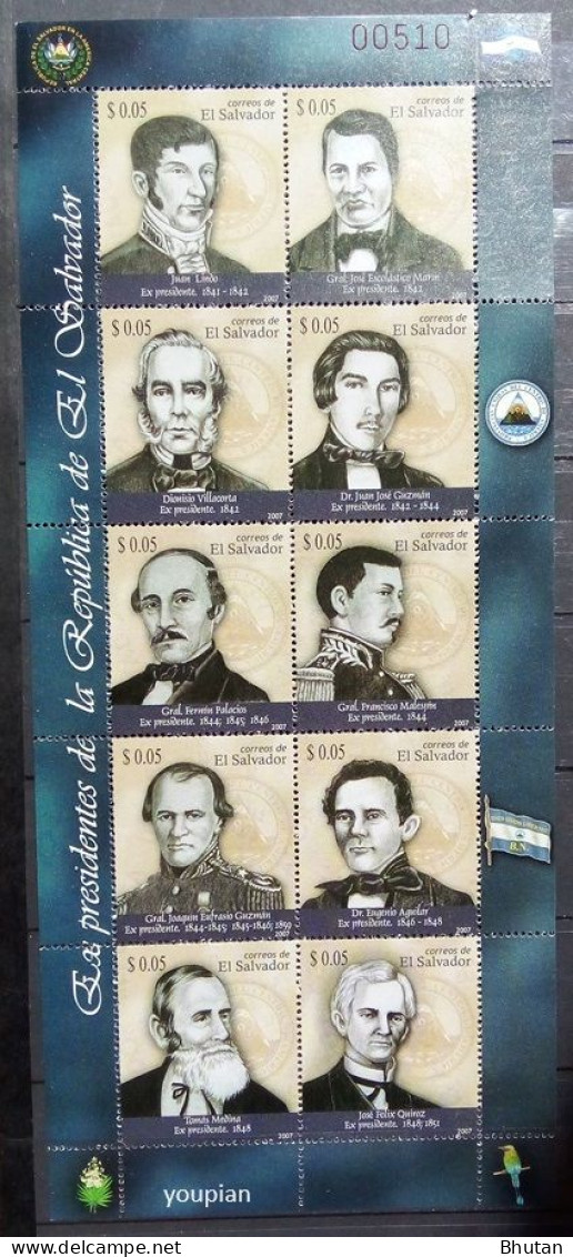 El Salvador 2007, Presidents Of El Salvador, MNH Stamps Strip - Salvador