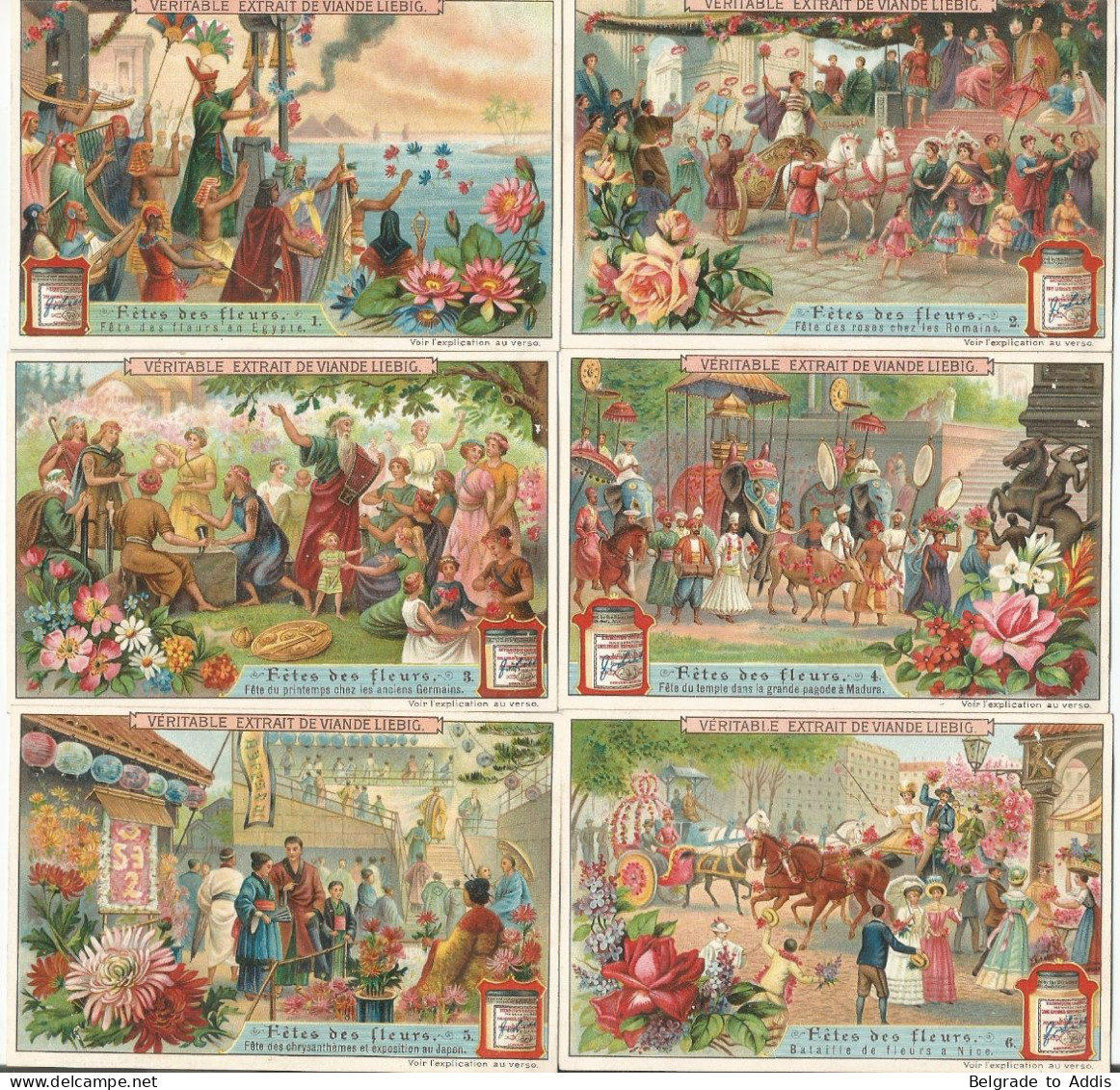 Chromo Liebig Série Compl. De 6 Chromos S_0927 Fêtes Des Fleurs 1908 (1) - Liebig