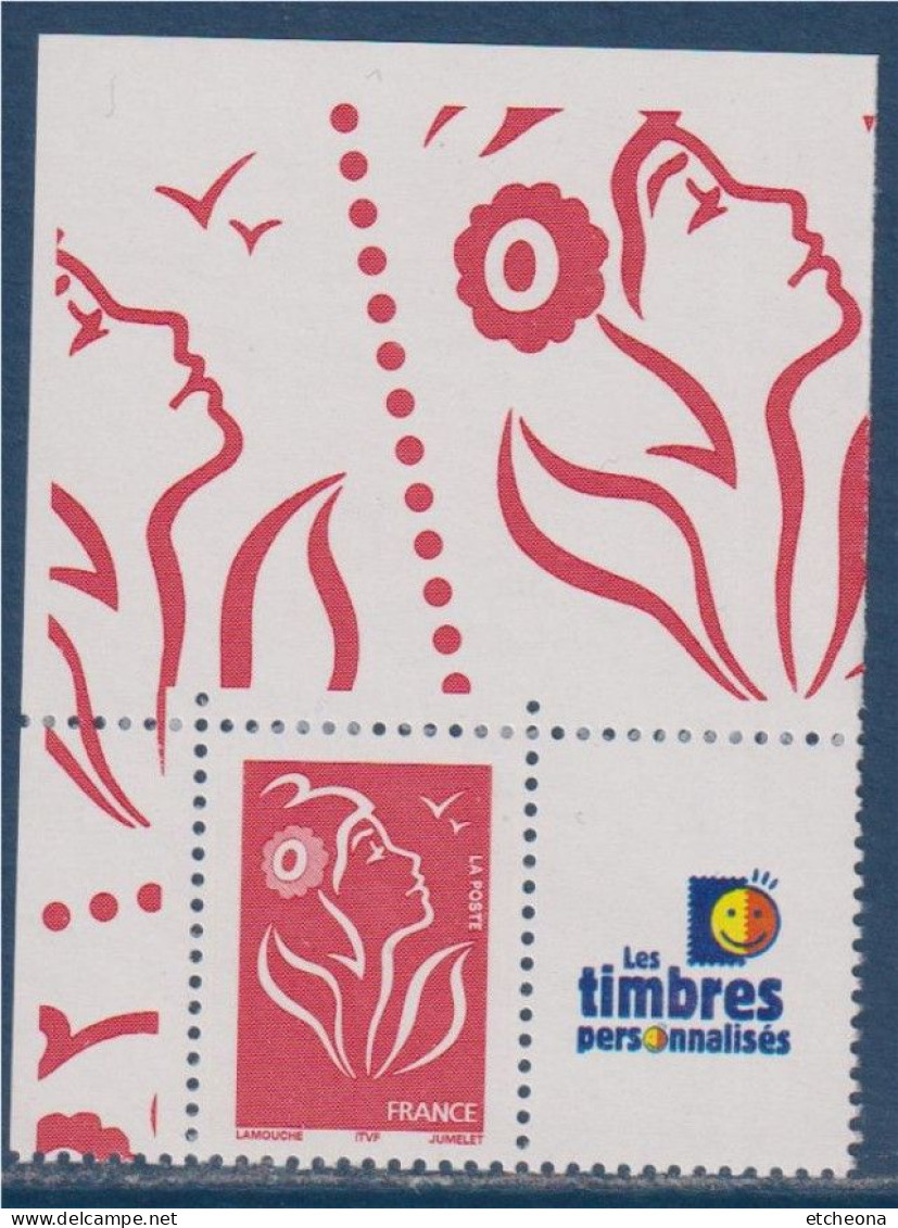 Timbre Marianne De Lamouche TVP Rouge YT N° 3741A Et Spink N° 27 Logo Les Timbres Personnalisés Coin - 2004-2008 Marianna Di Lamouche