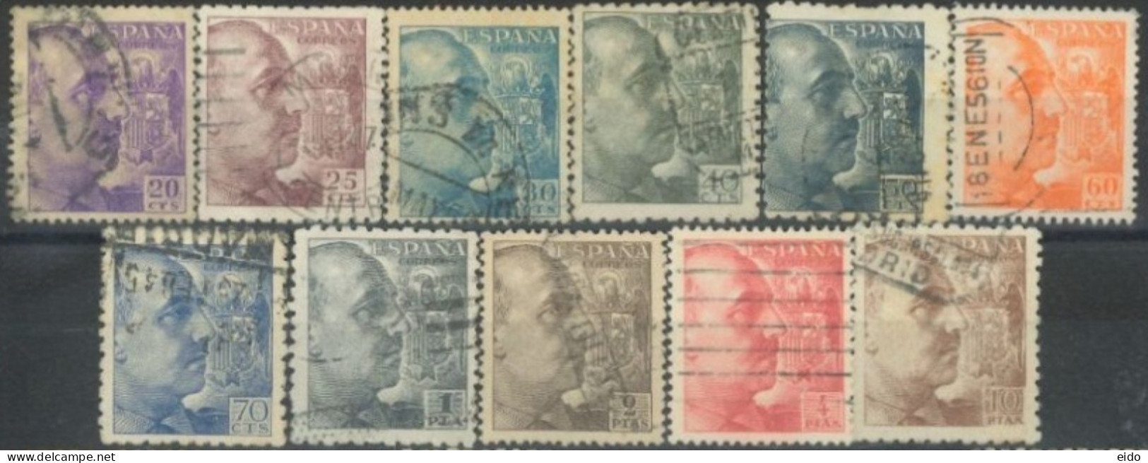 SPAIN, 1939/40, GENERAL FRANCISCO FRANCO STAMPS SET OF 11 # 678/81,& 683/89, USED. - Usados