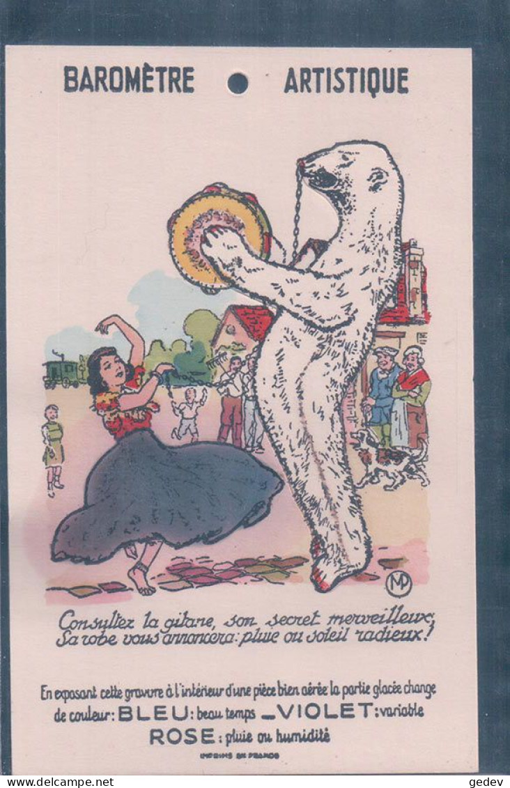 Baromètre Artistique, Gitane Et Ours, Carte à Système, Litho (259) - A Systèmes