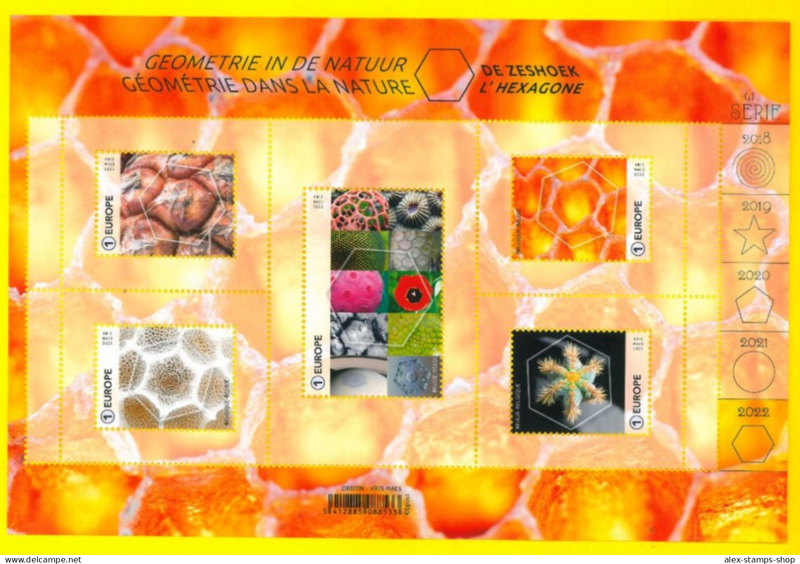 BELGIUM 2022 Geometry In Nature - The Hexagon - Miniature Sheet - New Sheet - 2021-…