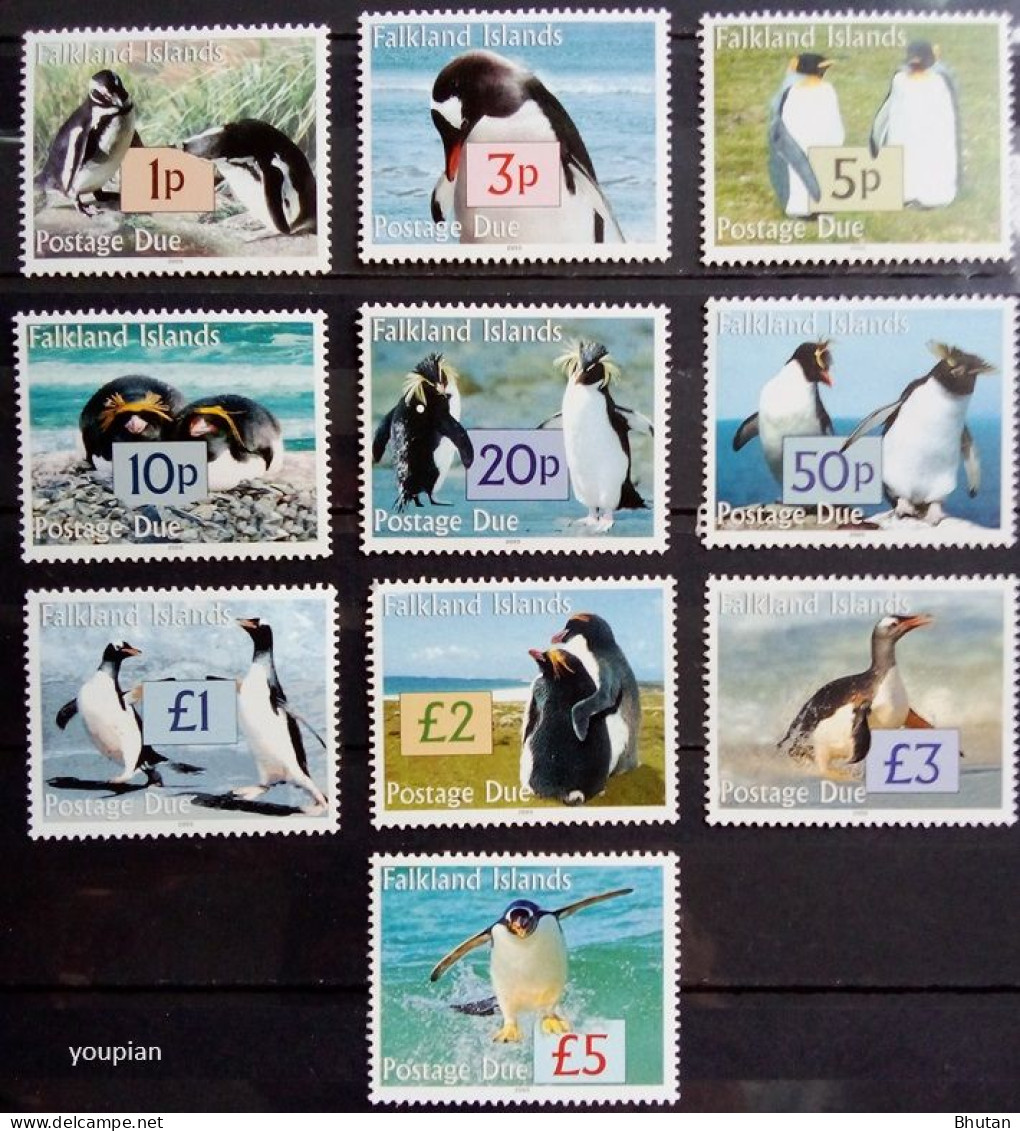 Falkland Islands 2005, Postage Dues Stamps - Penguins, MNH Stamps Set - Falklandinseln