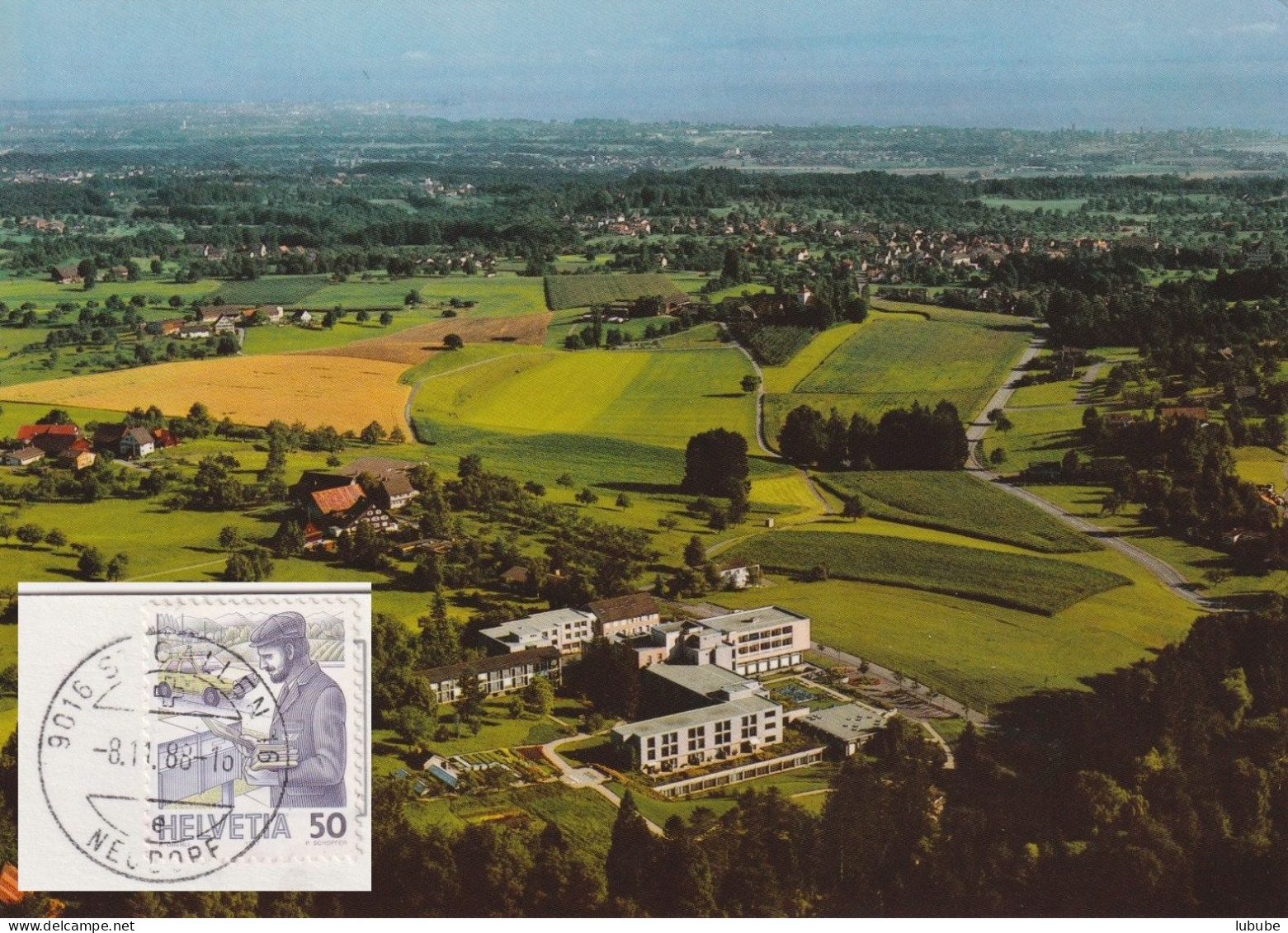 AK  "St.Gallen - Oberwaid"  (Doppelprägung Postbote)      1988 - Cartas & Documentos