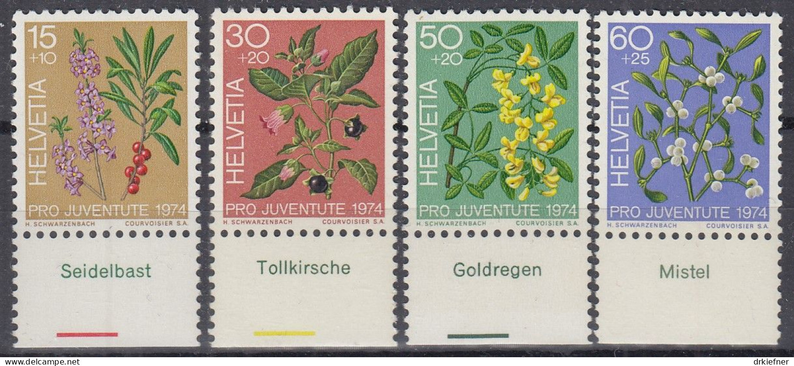 SCHWEIZ  1042-1045, Postfrisch **, Mit Planzennamen, Pro Juventute 1974 - Unused Stamps