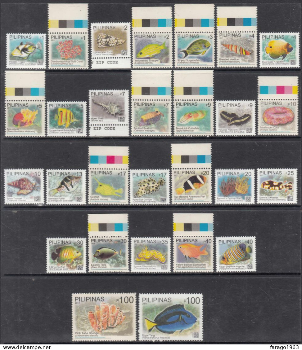 2011 Philippines Marine Life Definitives Complete Set Of 28 Stamps  MNH Scott - Filipinas