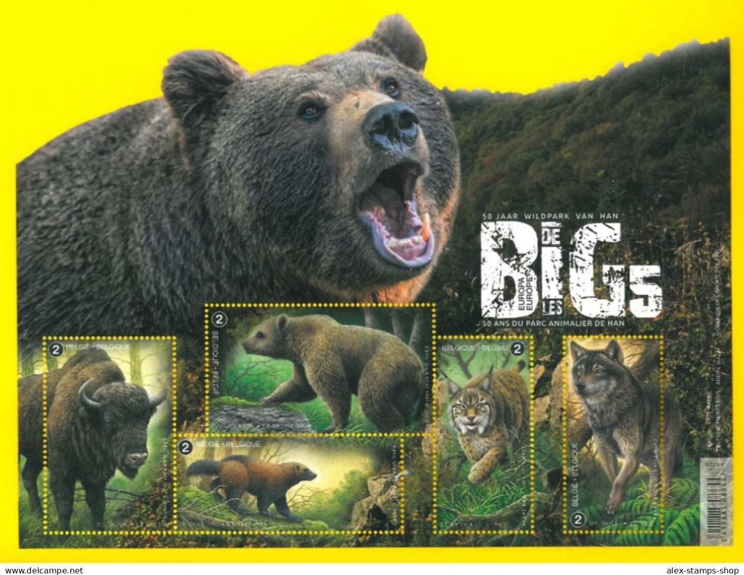 BELGIUM 2020 Nature THE BIG 5 OF EUROPE New Sheet - Orso Lince Lupo Bufalo - 2011-2020