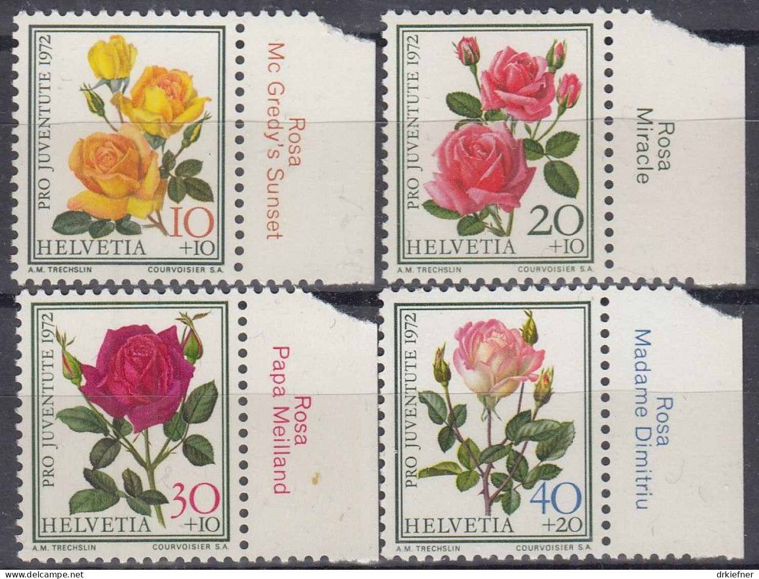 SCHWEIZ  984-987, Postfrisch **, Mit Rosennamen, Pro Juventute 1972 - Unused Stamps