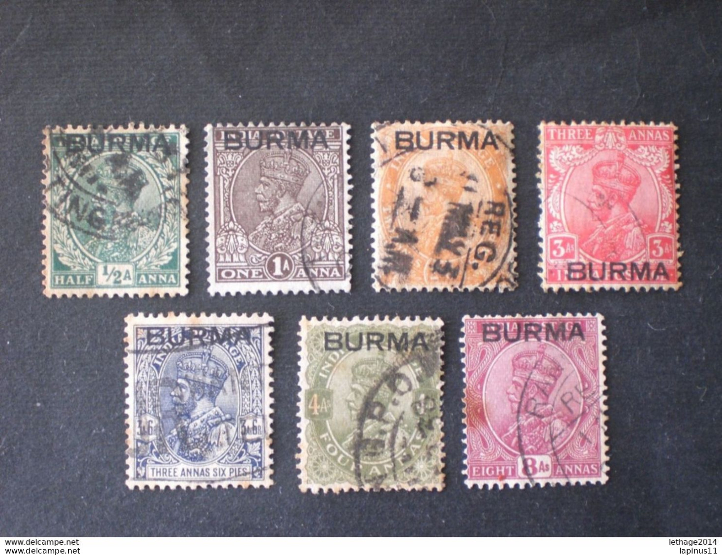 BURMA 1937 India Postage Stamps Overprinted "BURMA" - Birmanie (...-1947)