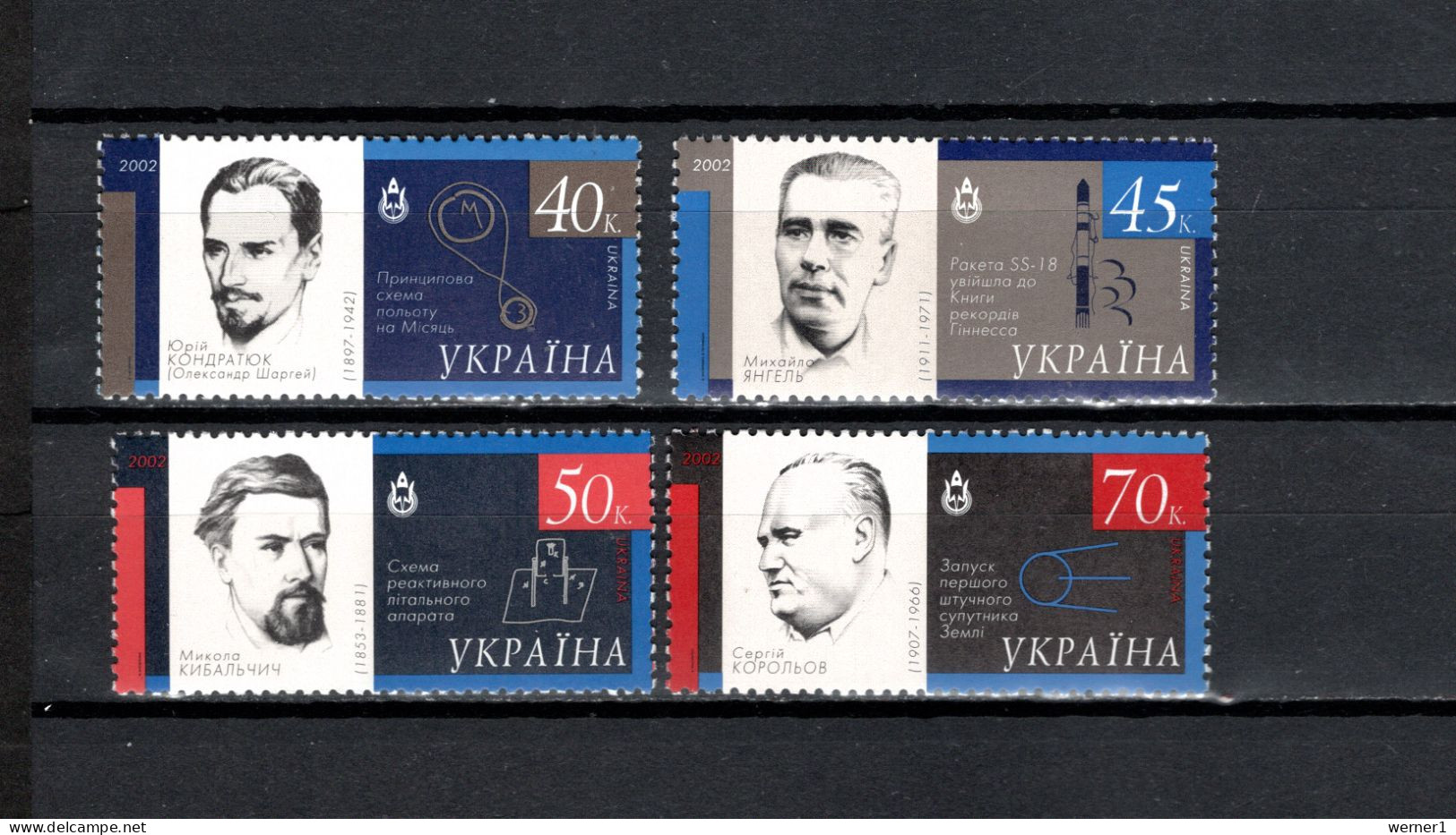 Ukraine 2002 Space Pioneers Set Of 4 MNH - Europe