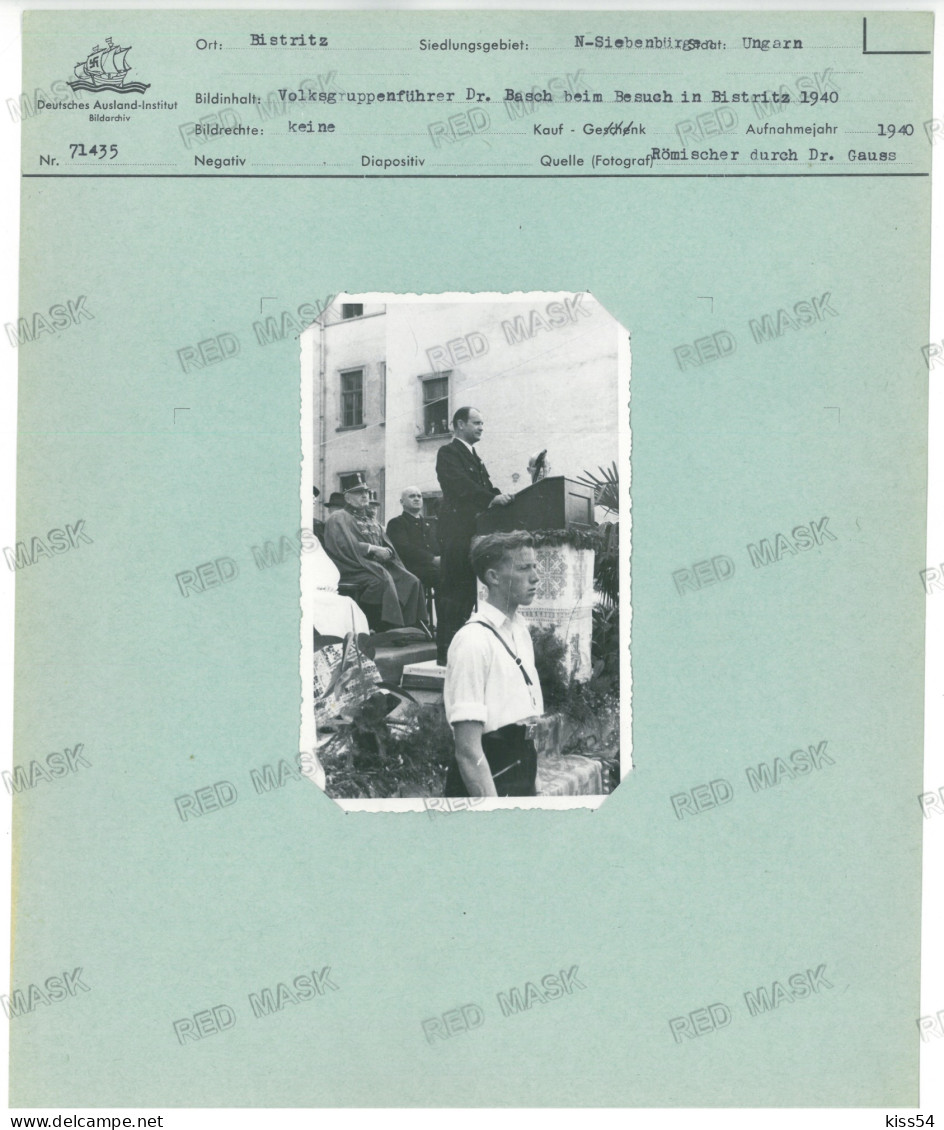 RO 33 - 20935 UNICAT, BISTRITA, Iron Guard, Cartoteca Al III Reich 29/24 Cm - Old Press Photo 13,5/9 Cm - 1940 - Rumänien