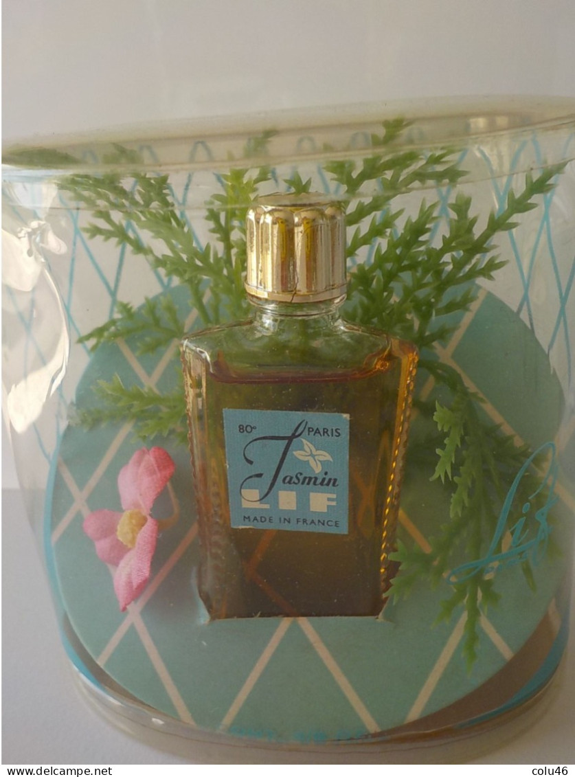 Ancienne Miniature De Parfum Dans Boîte Transparente Avec Fleur Végétation Jasmin De Lif France - Miniaturen (mit Verpackung)