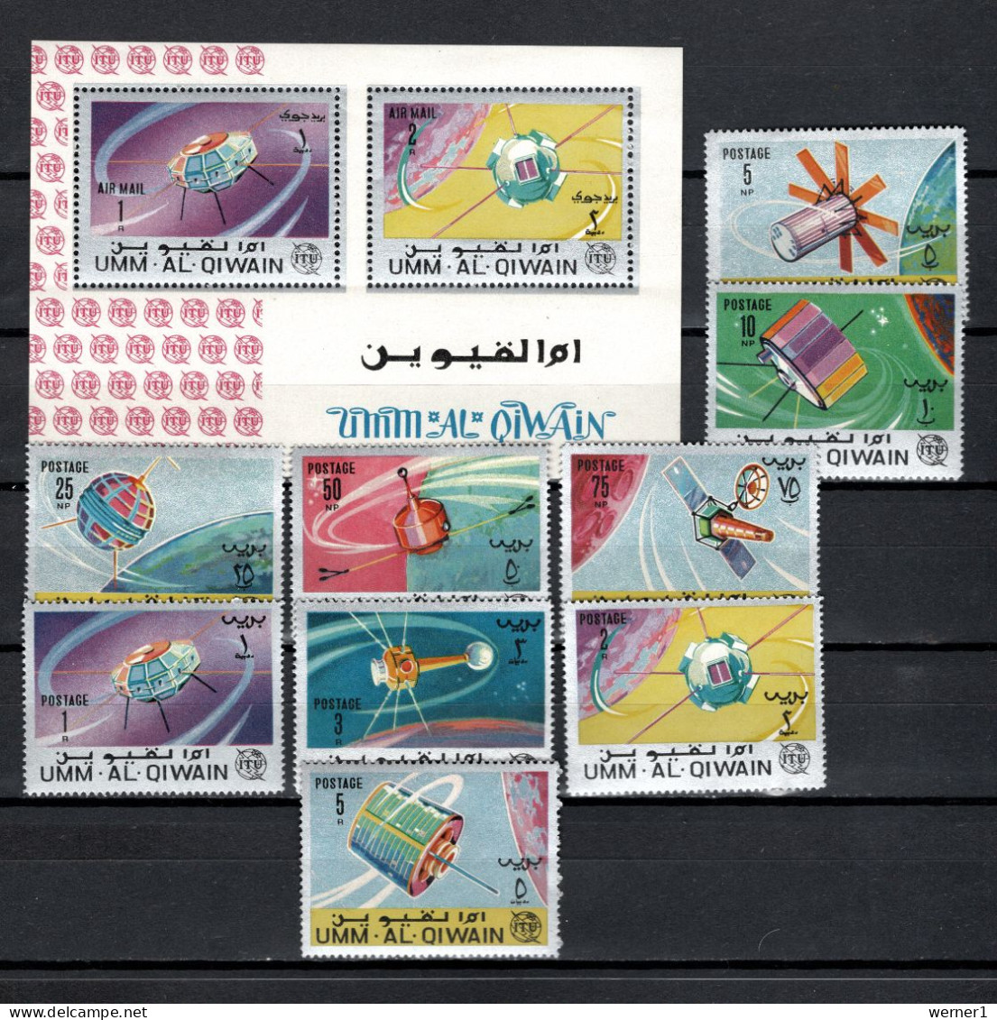 Umm Al Qiwain 1966 Space, ITU Centenary Set Of 9 + S/s MNH - Asia