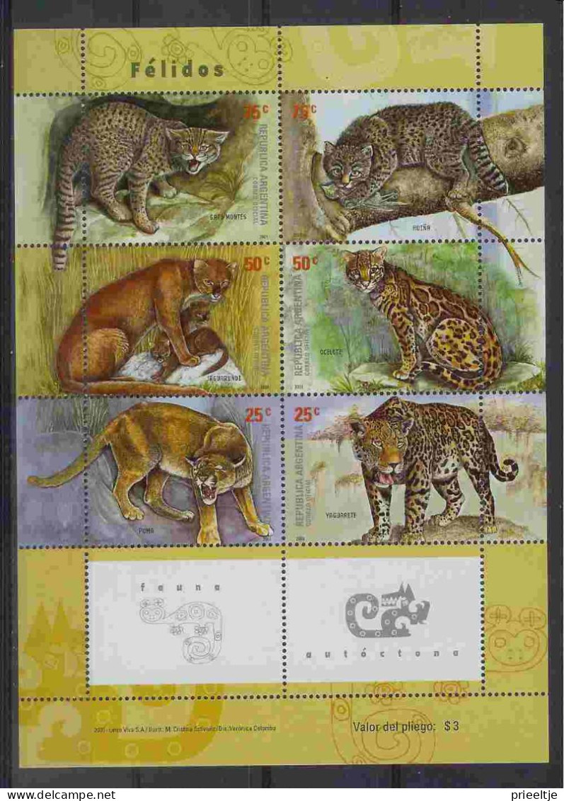 Argentina 2001 Big Cats Sheet Y.T. 2253/2258 ** - Neufs