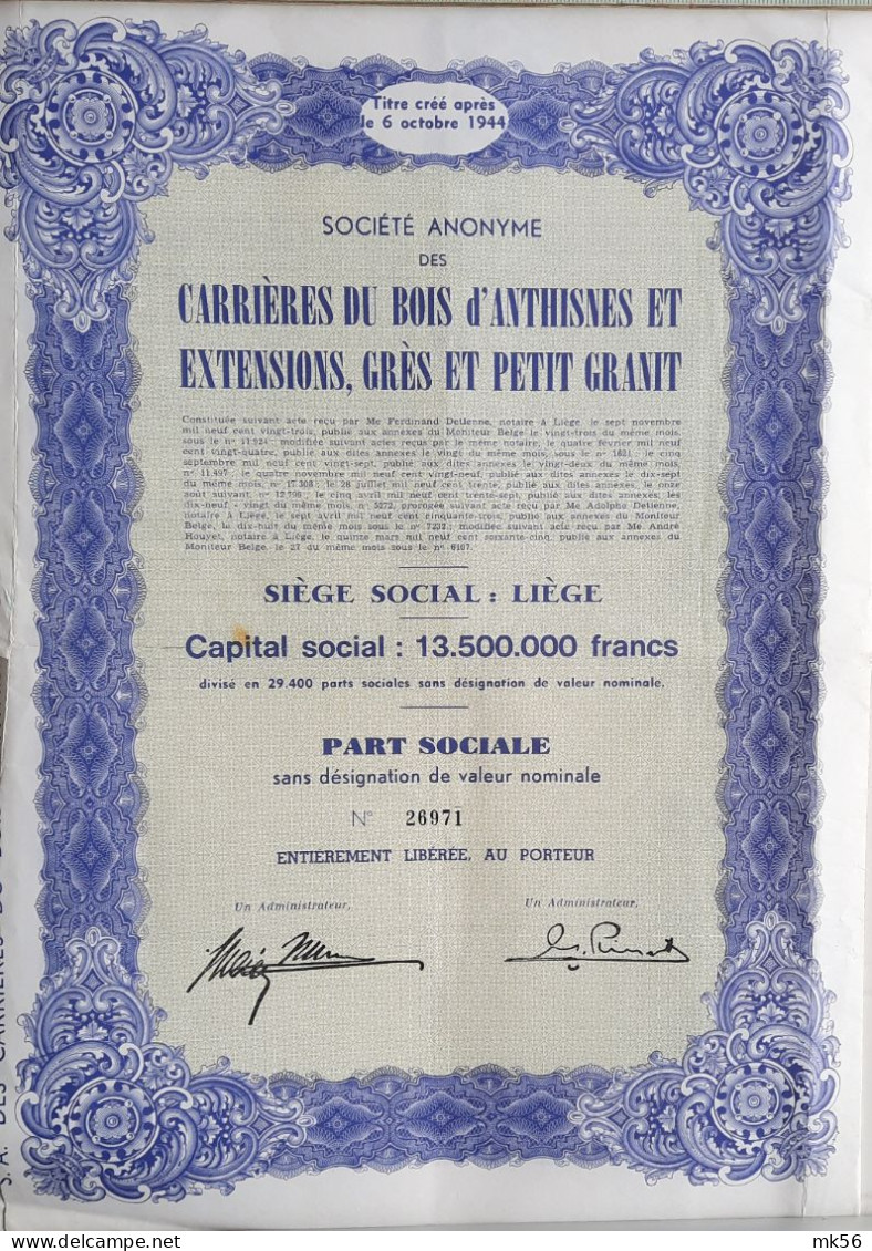 Carrières Du Bois D'Anthisnes Et Extensions, Grès Et Petit Granit - Liège - 1965 - Mines