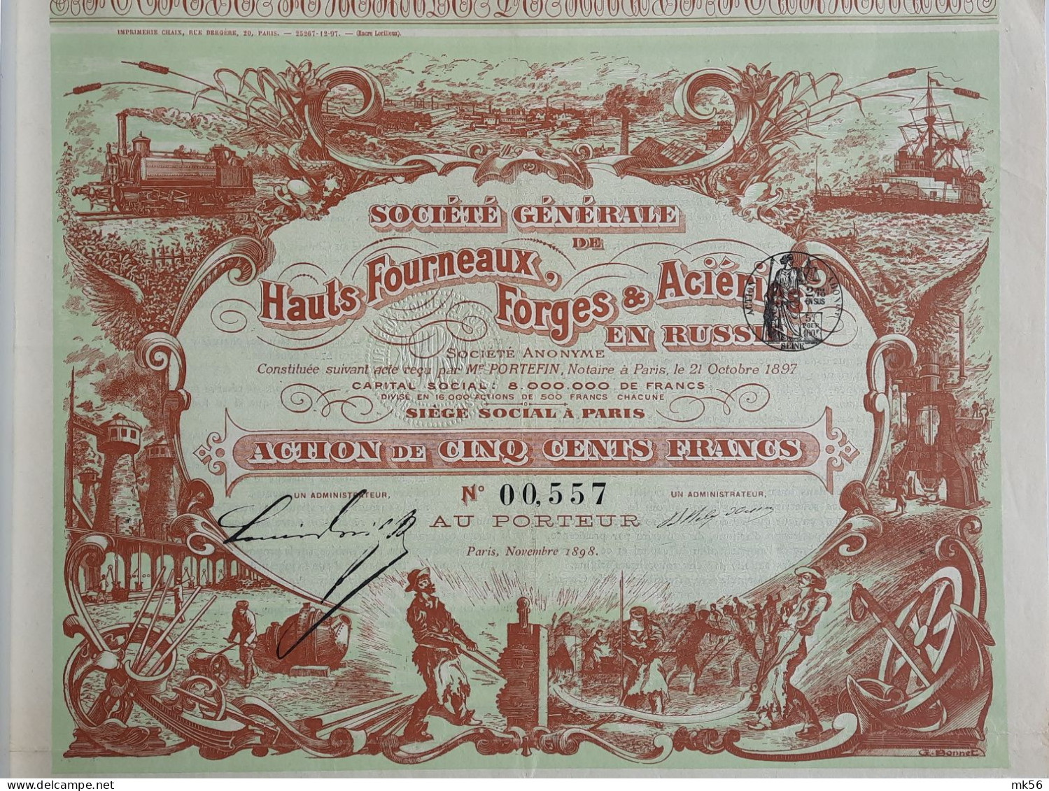 Société Générale De Hauts Fournaux, Forges Et Aciéries En Russie - 1897 ! - Paris - Très Deécoratif - Russia
