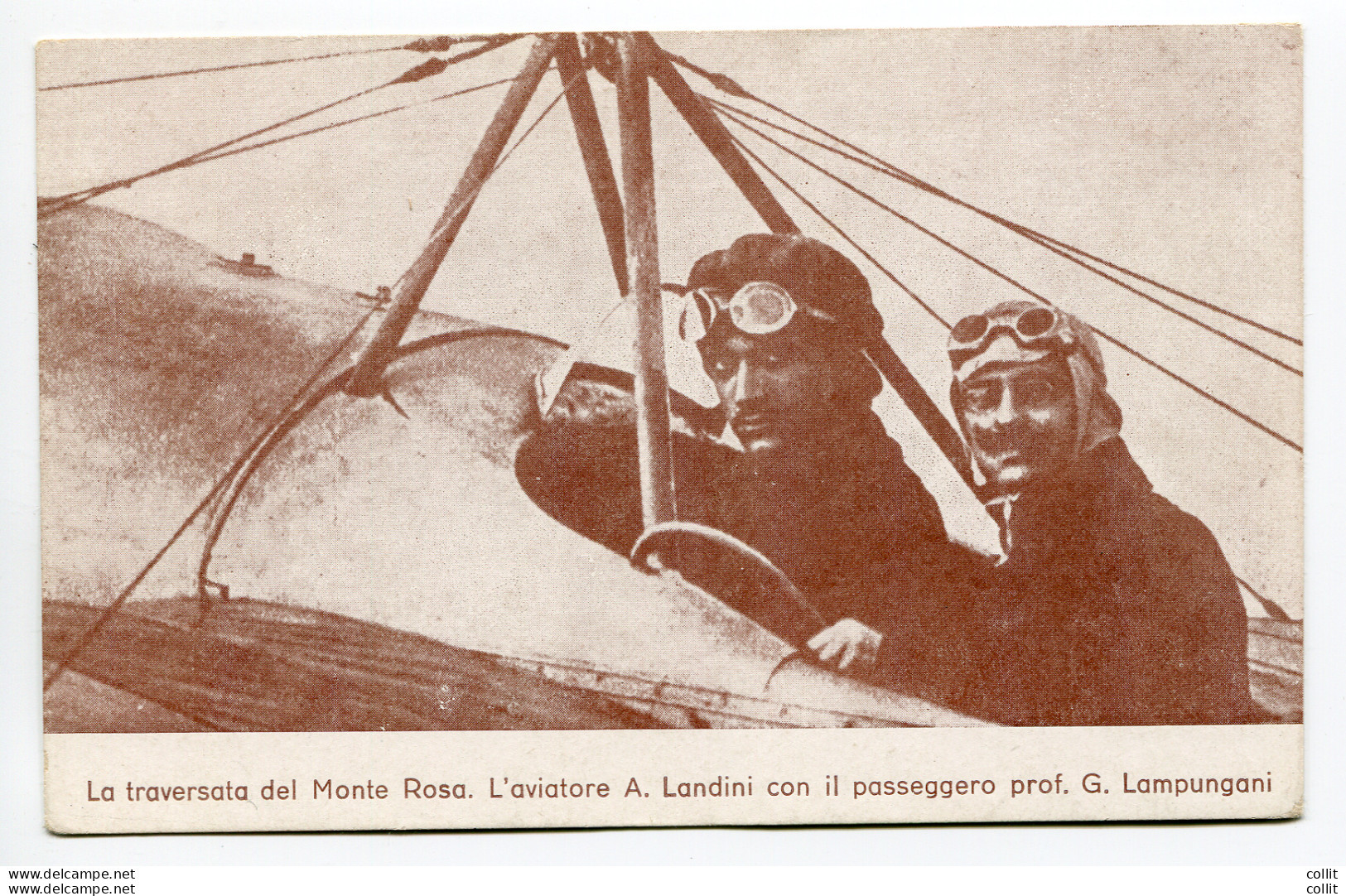 1914 Traversata Monte Rosa - Cartolina Aviatore Landini E  Lampungani - Marcofilía (Aviones)