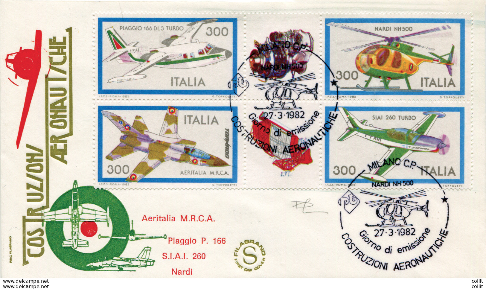 Costruzioni Aeronautiche '82 Varietà Su Busta FDC - Errors And Curiosities