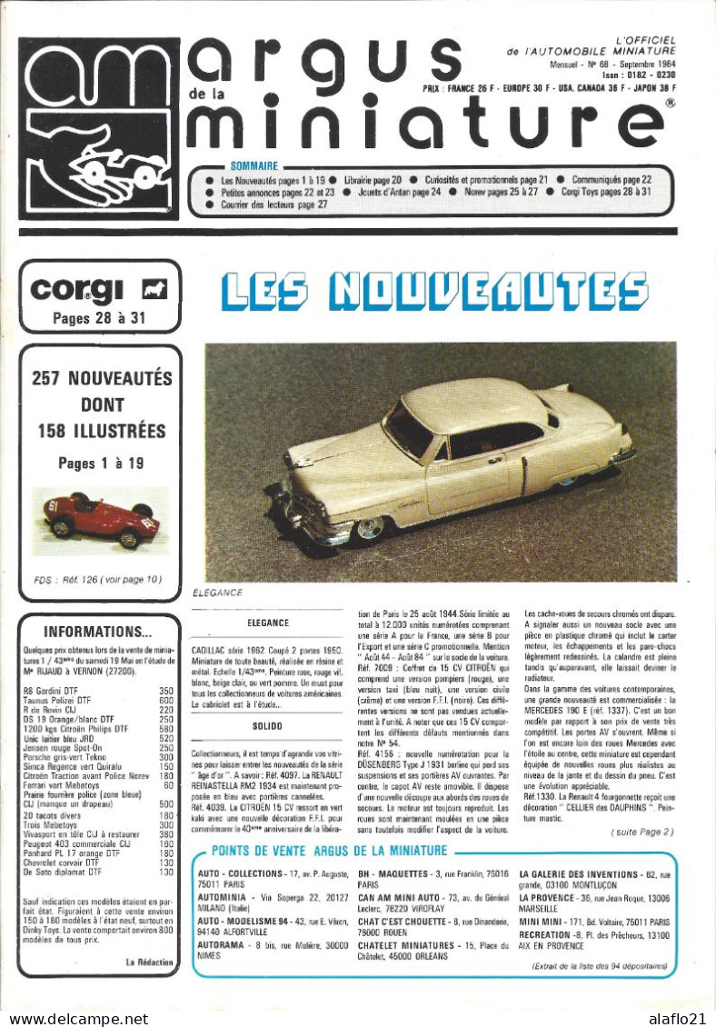 ARGUS De La MINIATURE N° 68 - Très Bon état - Cotation NOREV Et Corgi Toys - Kataloge & Prospekte